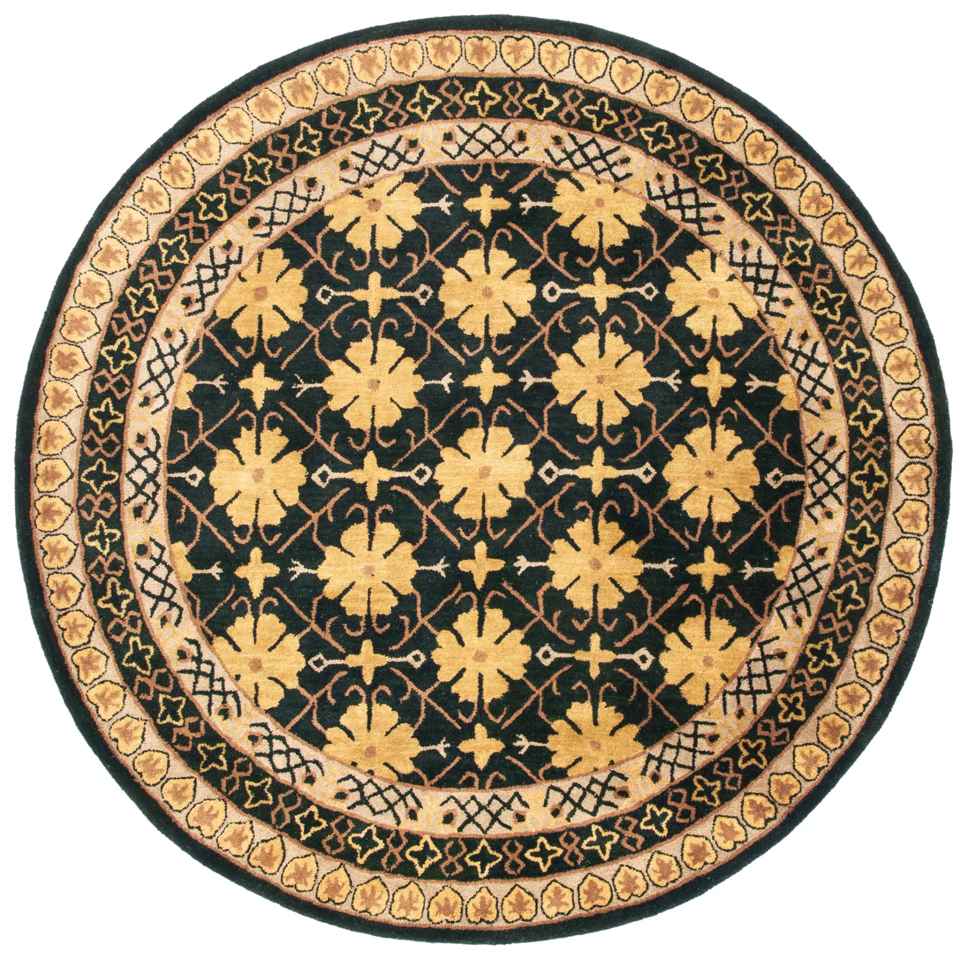 Classic Traditional Blossom Lattice Hand-Tufted Wool Rug
