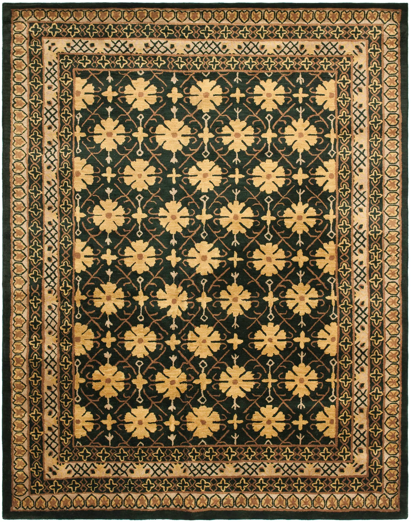 Classic Traditional Blossom Lattice Hand-Tufted Wool Rug