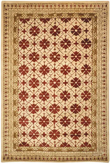 Classic Traditional Blossom Lattice Hand-Tufted Wool Rug