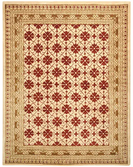 Classic Traditional Blossom Lattice Hand-Tufted Wool Rug