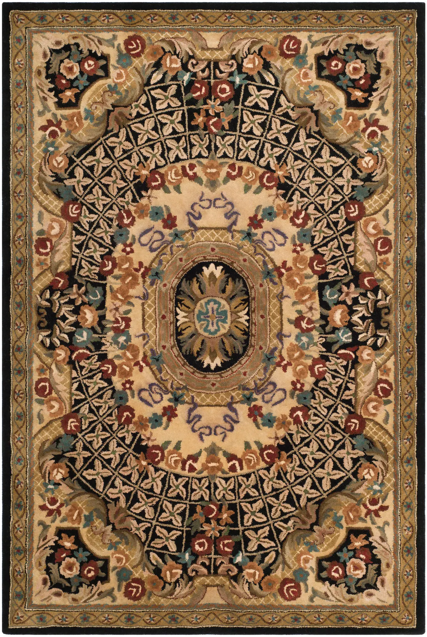 Classic Traditional Floral Medallion Hand-Tufted Wool Rug