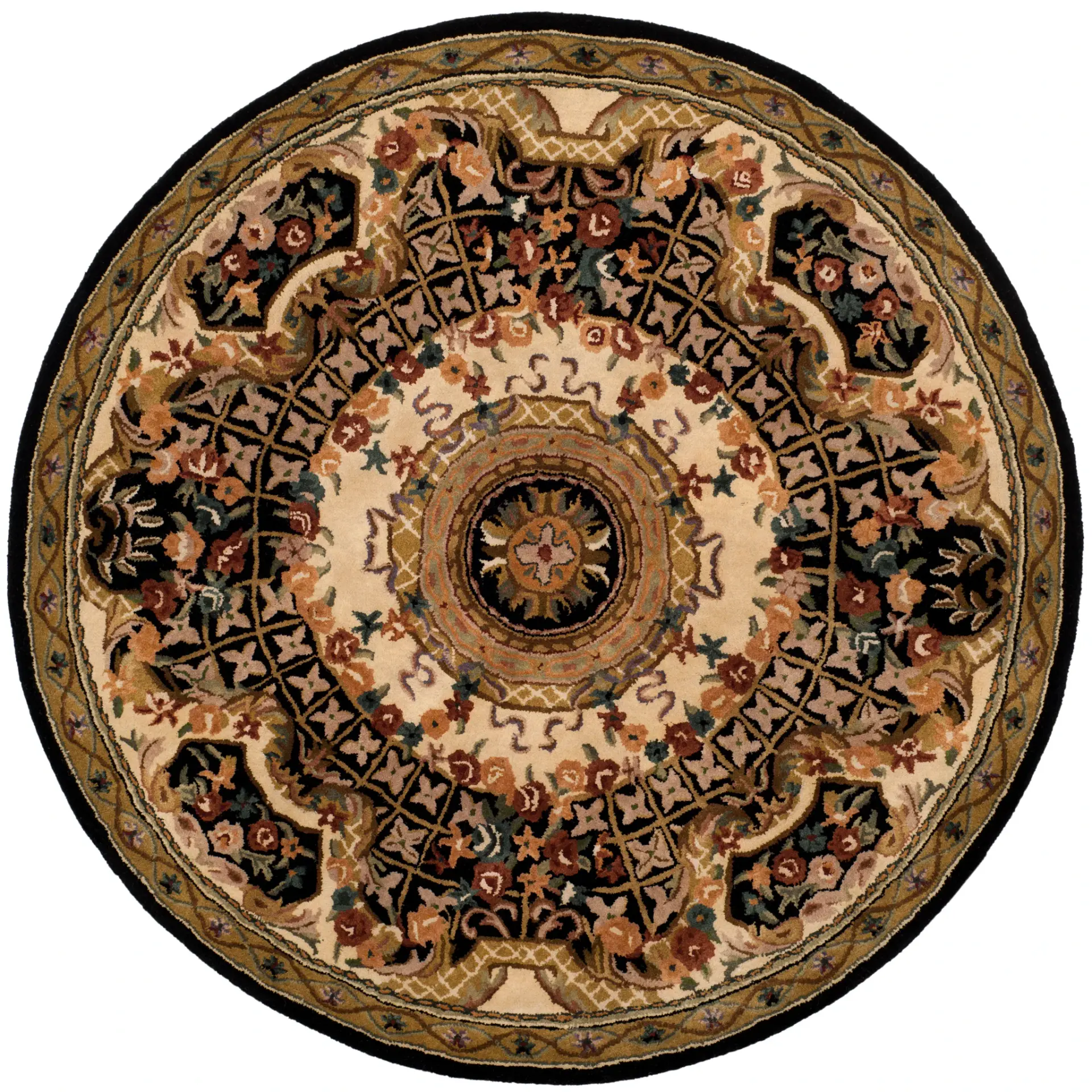 Classic Traditional Floral Medallion Hand-Tufted Wool Rug