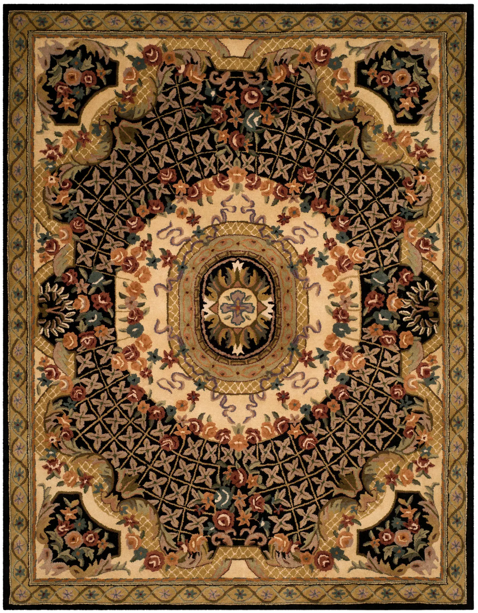 Classic Traditional Floral Medallion Hand-Tufted Wool Rug