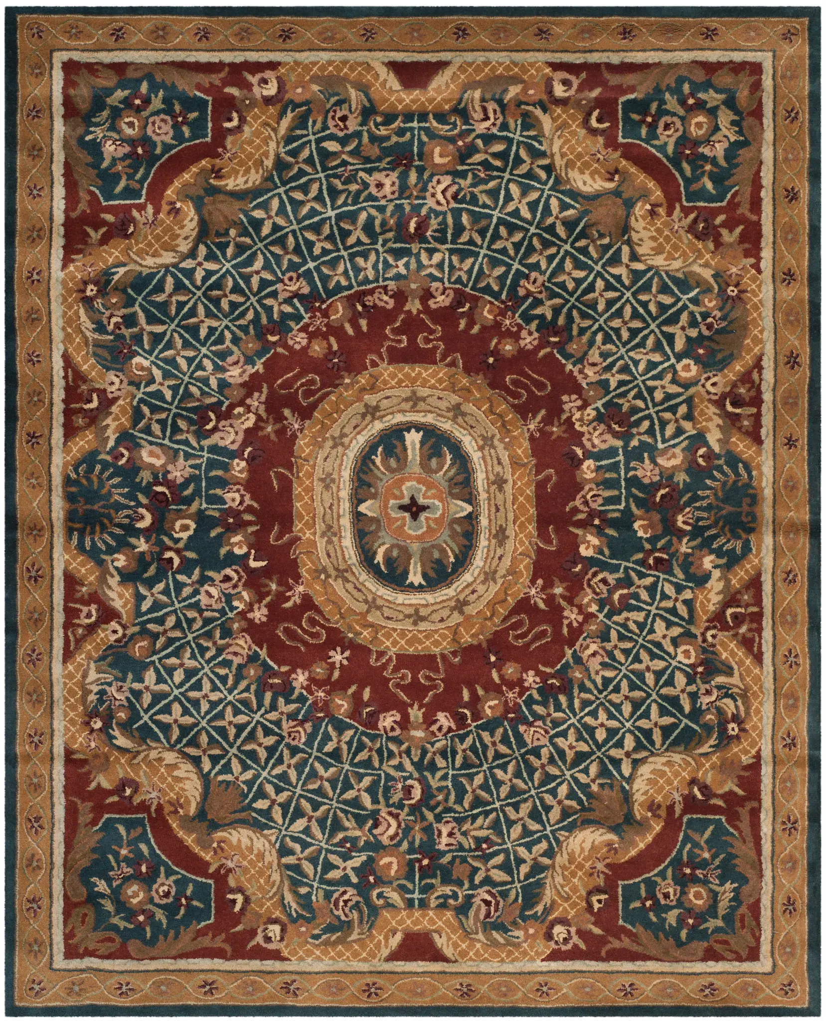 Classic Traditional Floral Medallion Hand-Tufted Wool Rug