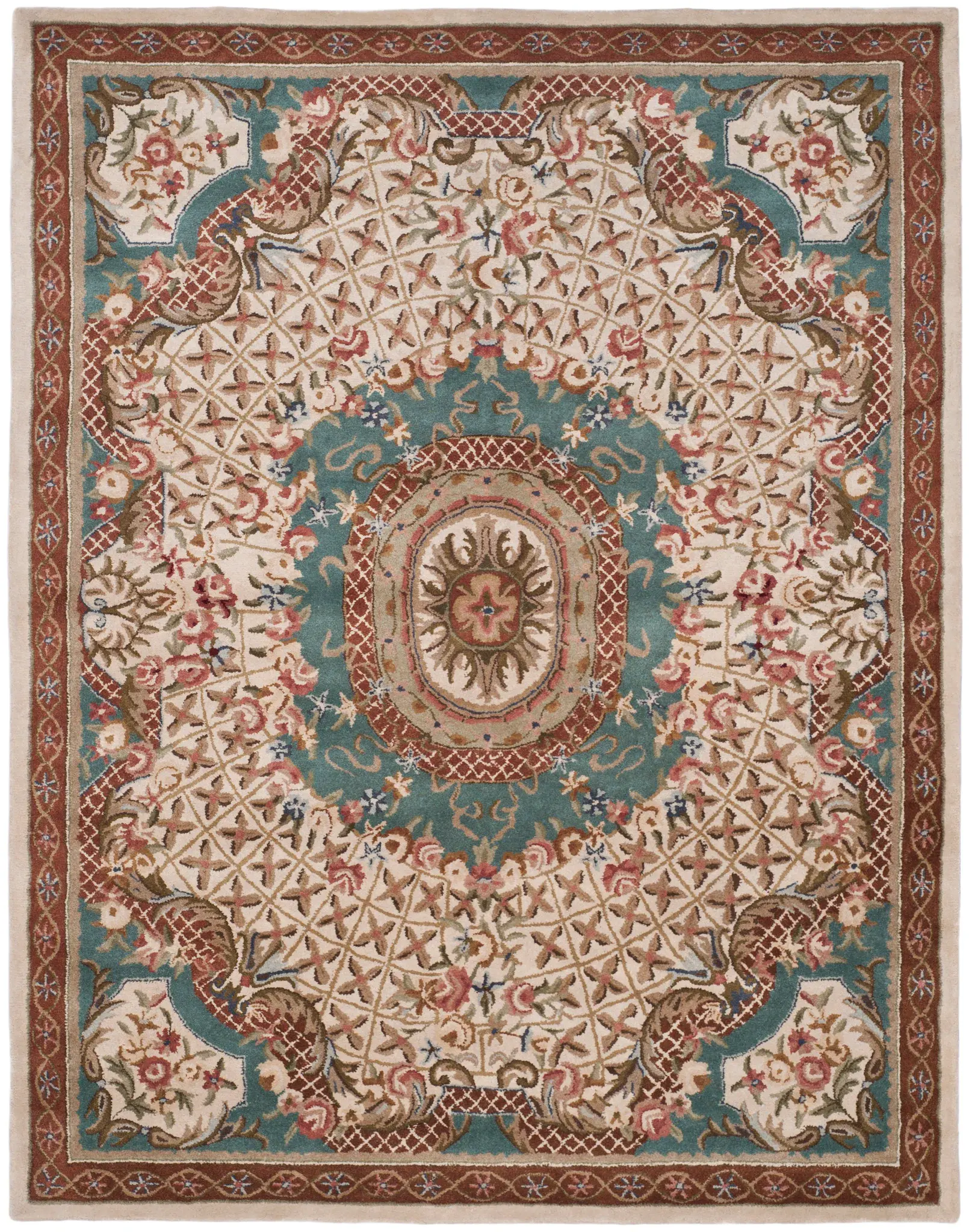 Classic Traditional Floral Medallion Hand-Tufted Wool Rug