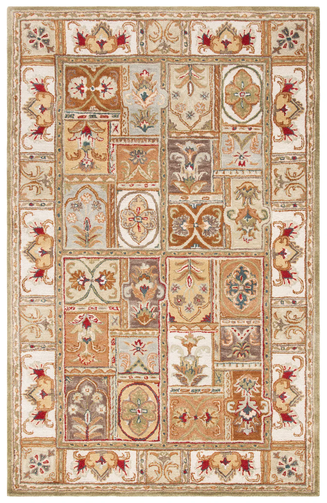 Classic Traditional Panel Hand-Tufted Wool Rug