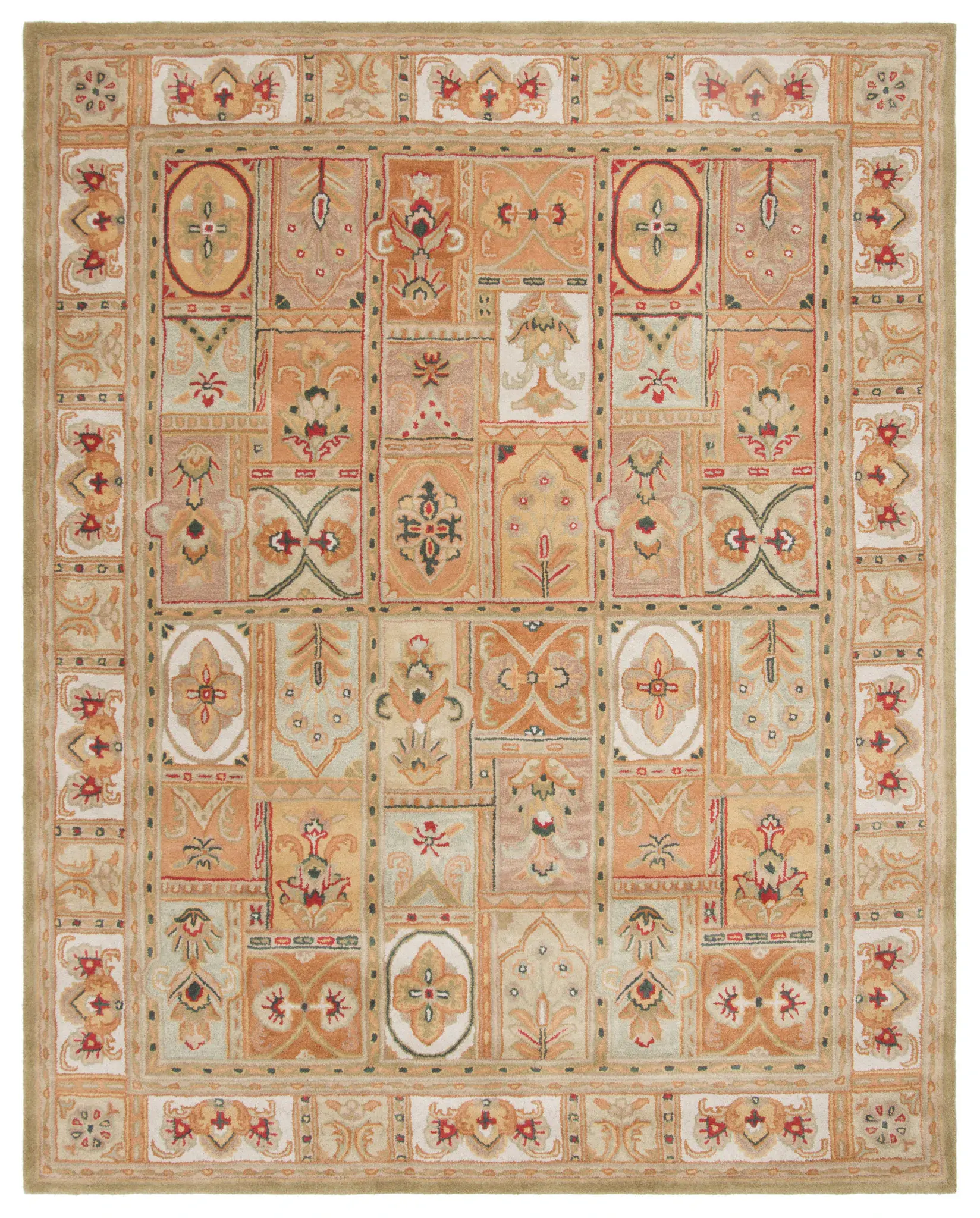 Classic Traditional Panel Hand-Tufted Wool Rug