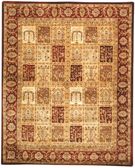 Classic Traditional Garden Panel Hand-Tufted Wool Rug