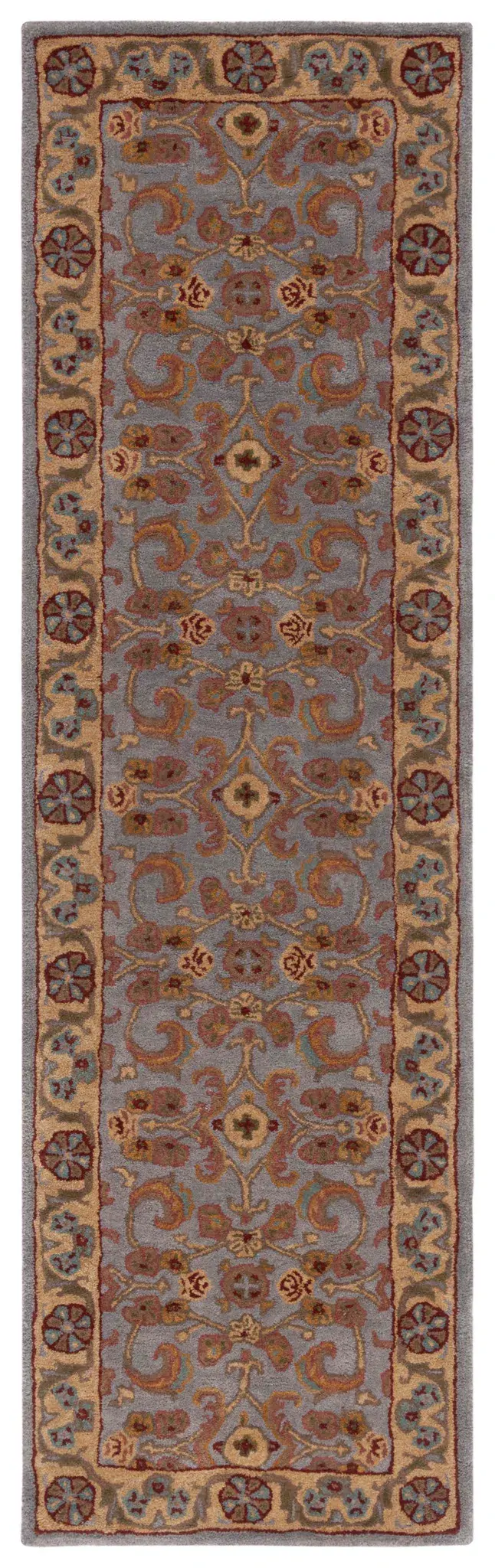 Classic Traditional Scroll Bordered Hand-Tufted Wool Rug