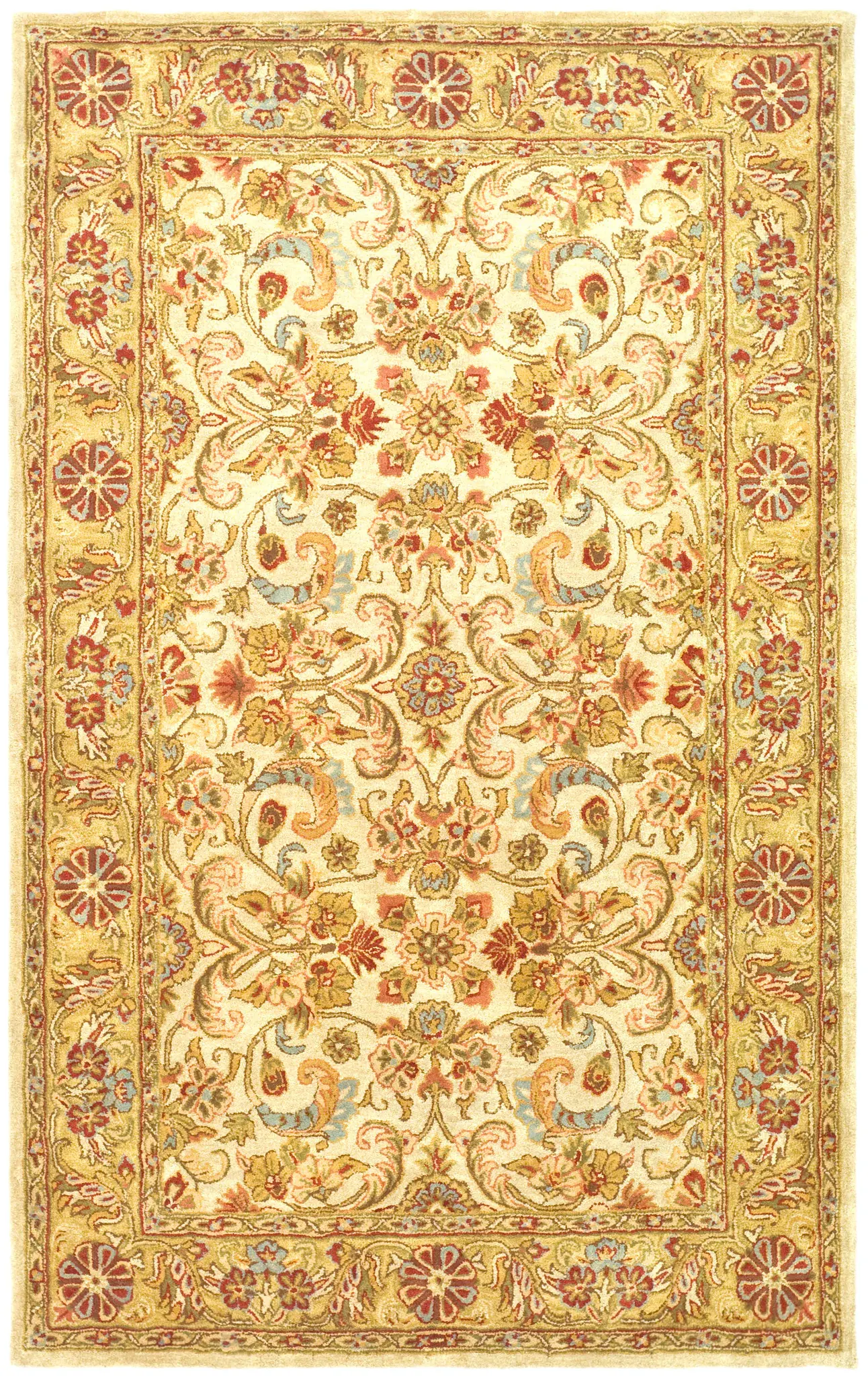 Classic Traditional Scroll Bordered Hand-Tufted Wool Rug