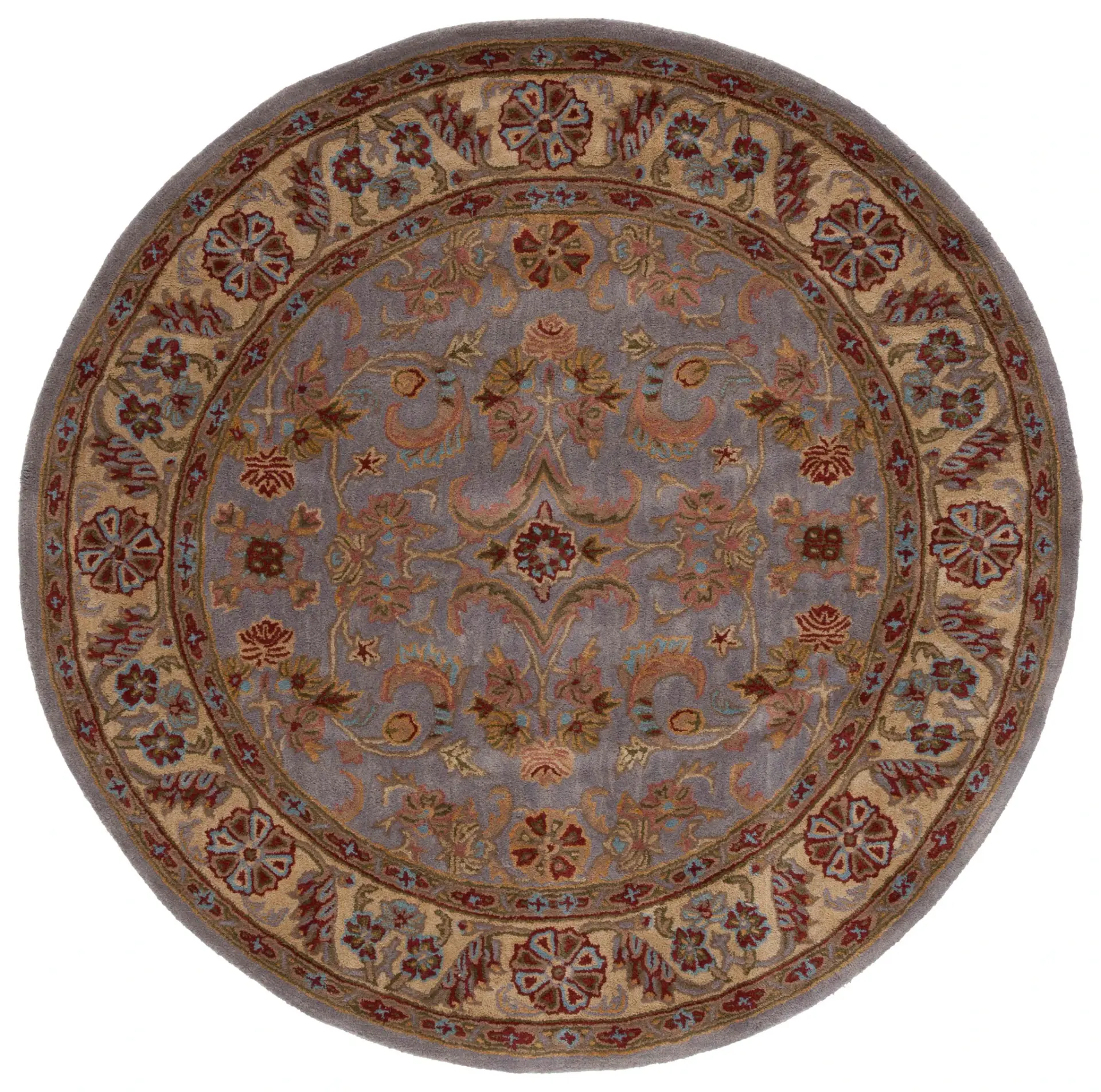 Classic Traditional Scroll Bordered Hand-Tufted Wool Rug