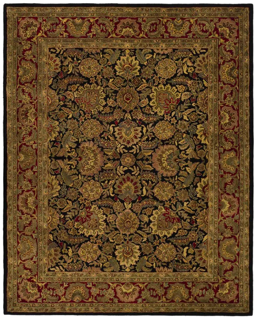 Classic Traditional Palmette Bordered Hand-Tufted Wool Rug