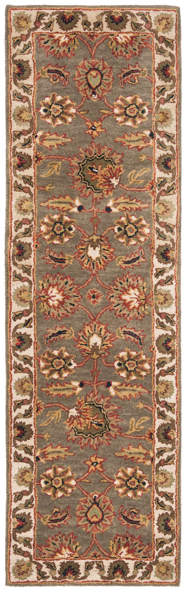 Classic Traditional Palmette Bordered Hand-Tufted Wool Rug