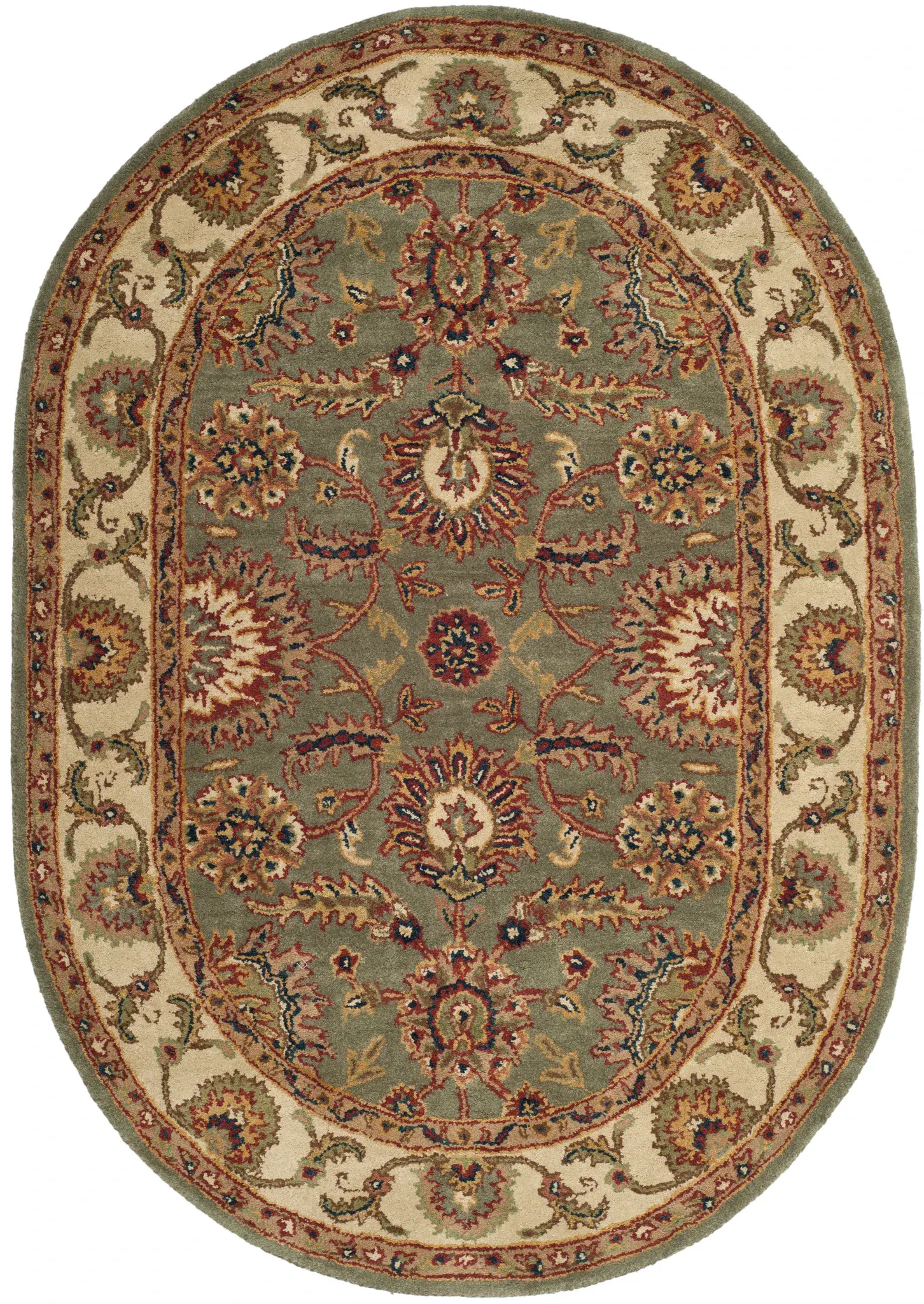 Classic Traditional Palmette Bordered Hand-Tufted Wool Rug
