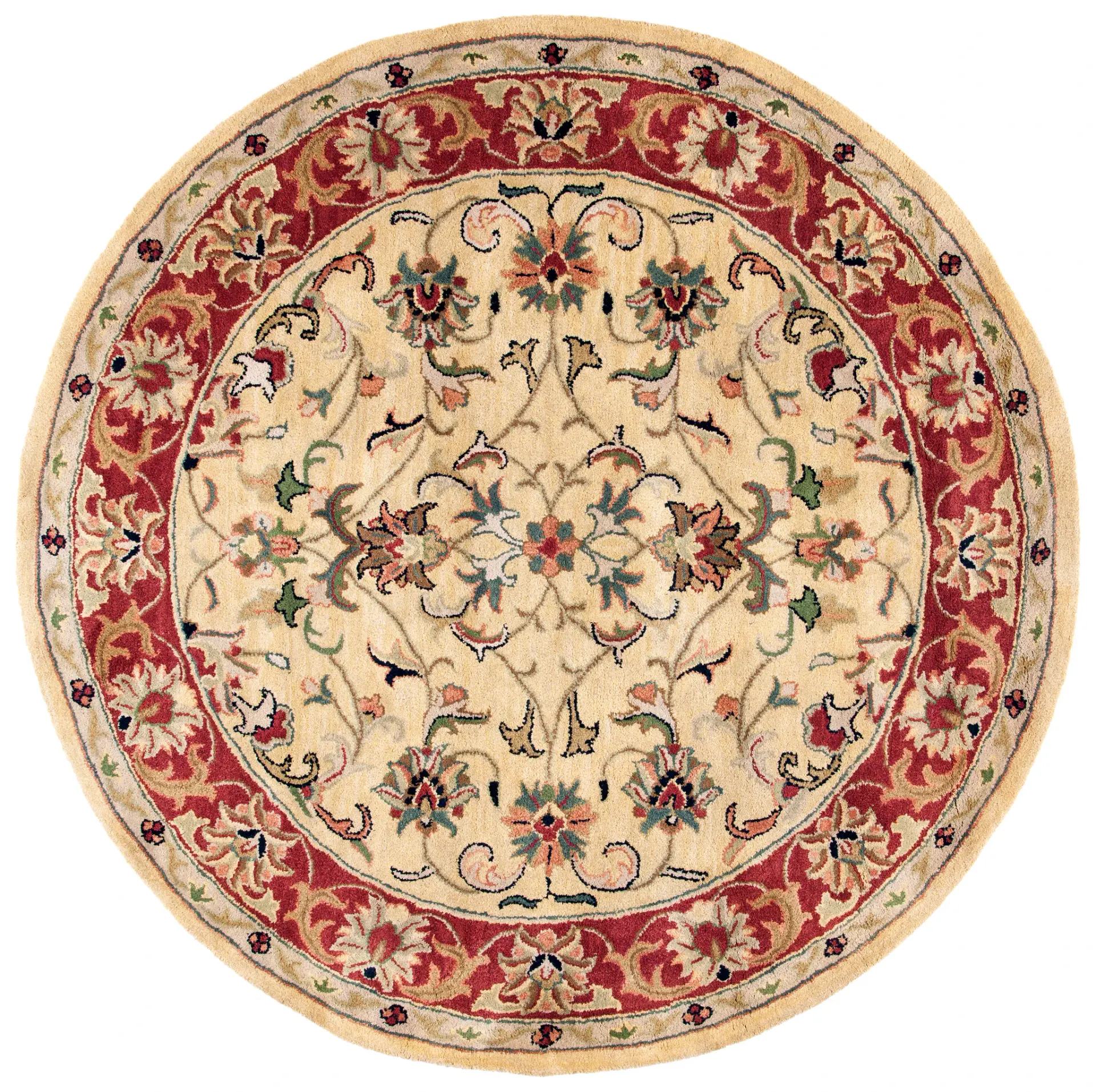 Classic Traditional Botanical Border Hand-Tufted Wool Rug