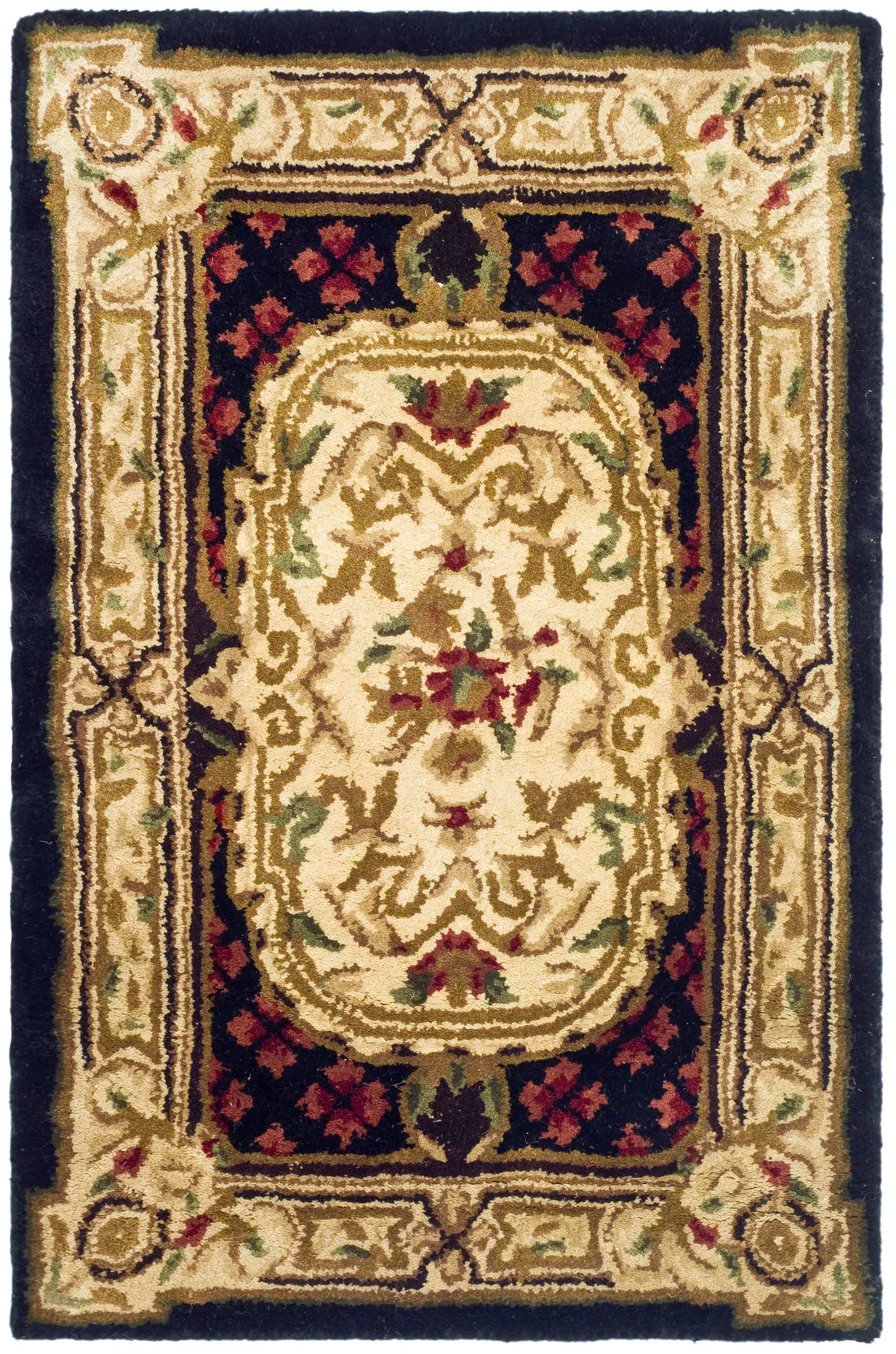 Classic Traditional Floral Cartouche Hand-Tufted Wool Rug