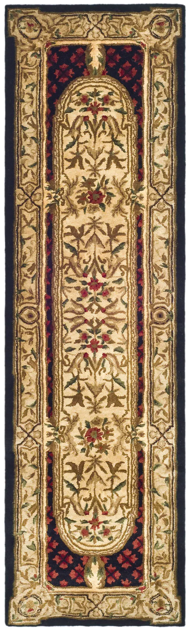 Classic Traditional Floral Cartouche Hand-Tufted Wool Rug