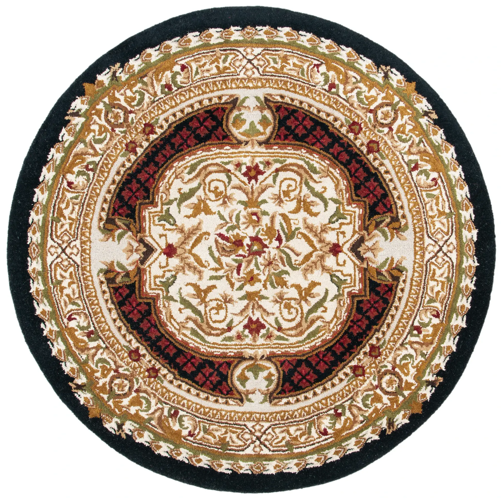 Classic Traditional Floral Cartouche Hand-Tufted Wool Rug