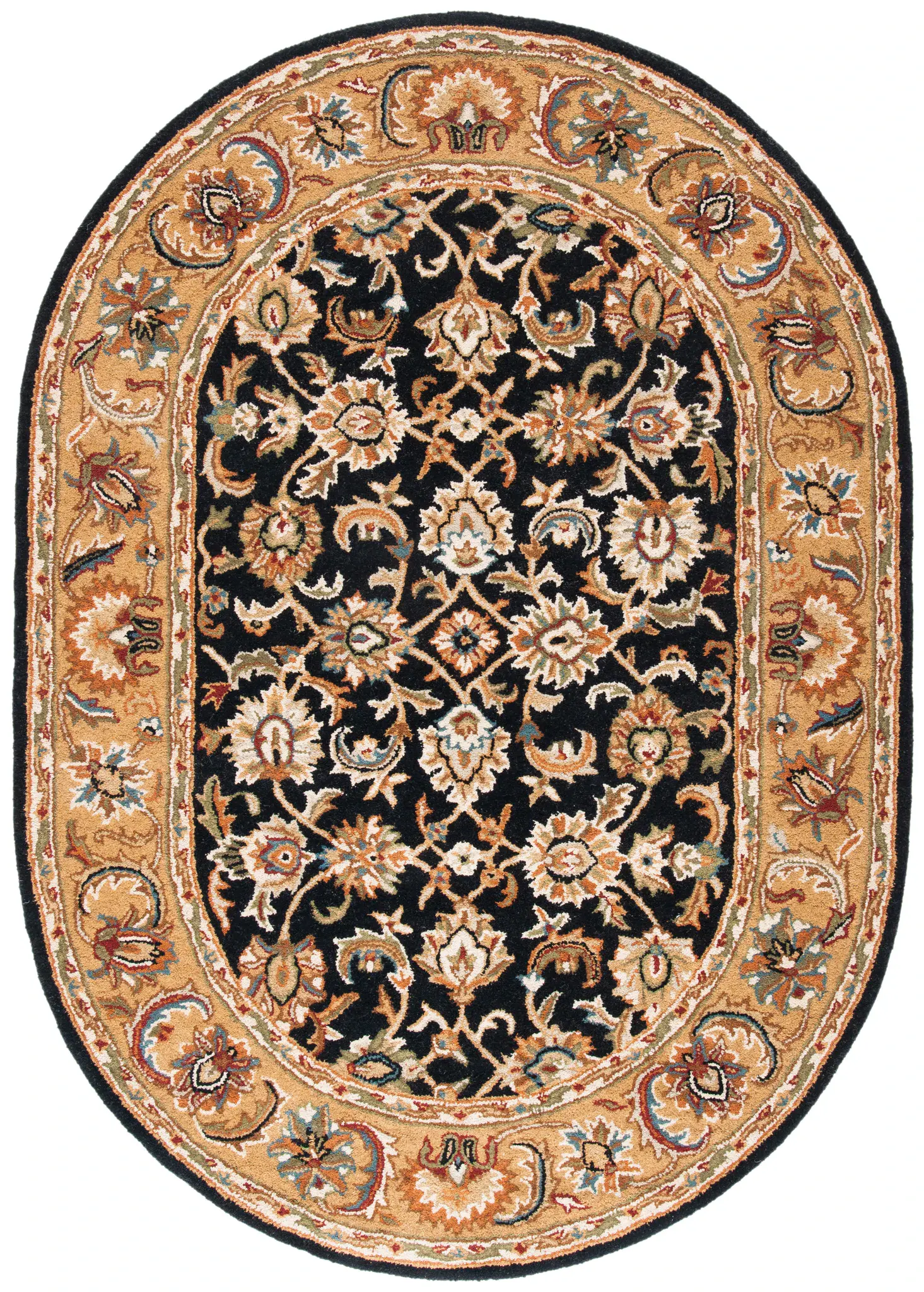 Classic Traditional Floral Border Hand-Tufted Wool Rug