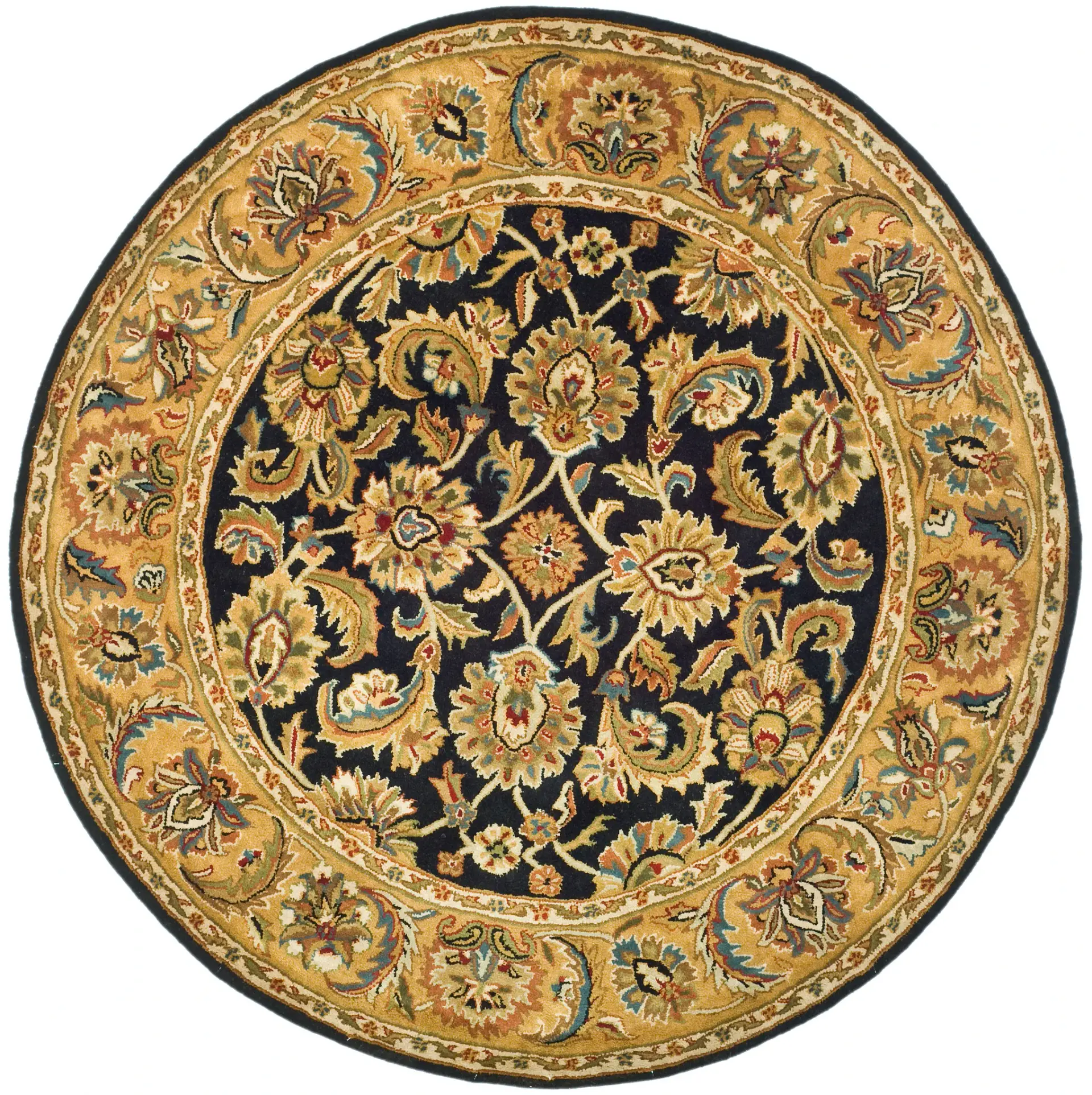 Classic Traditional Floral Border Hand-Tufted Wool Rug