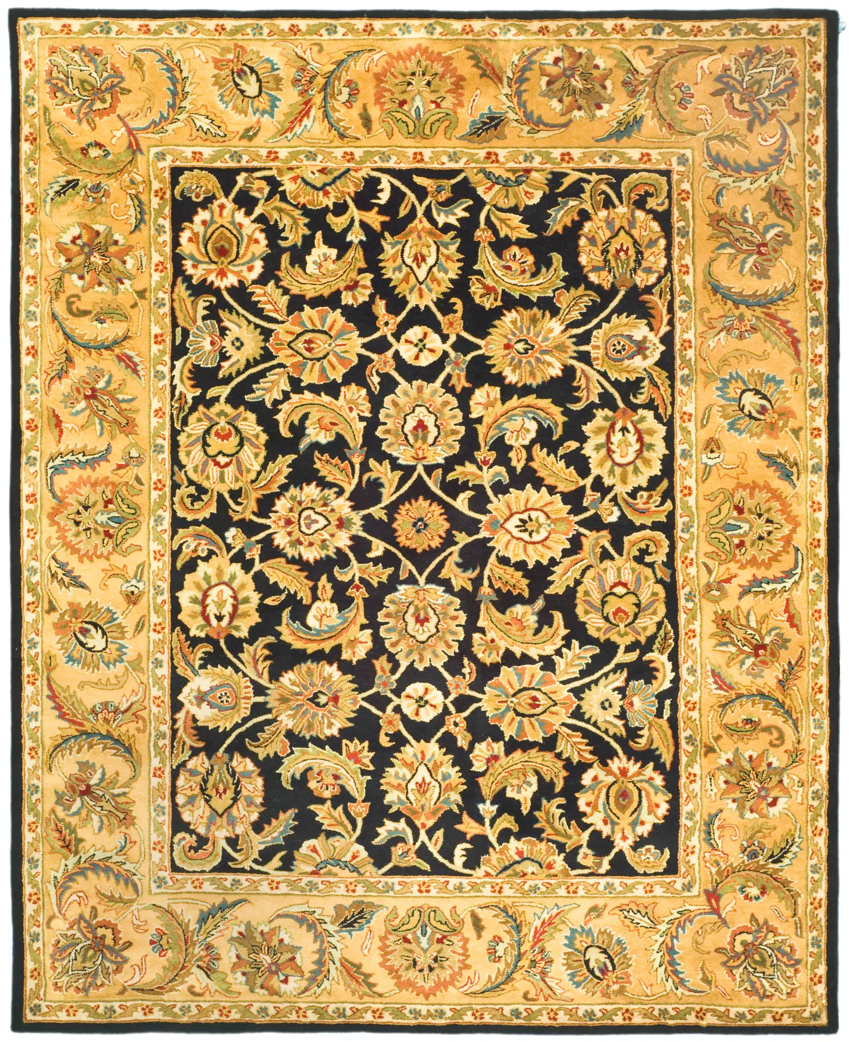 Classic Traditional Floral Border Hand-Tufted Wool Rug