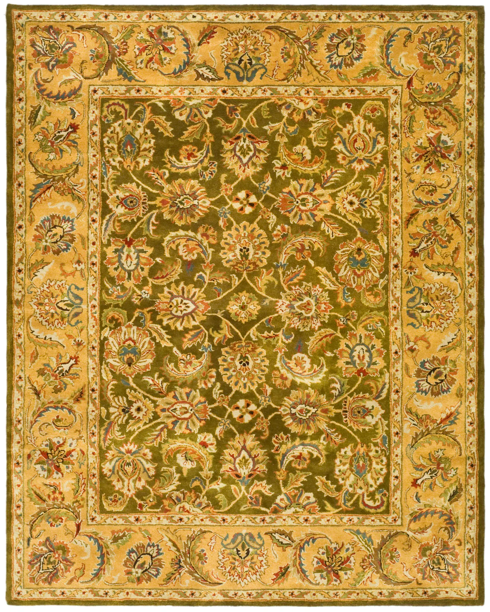 Classic Traditional Floral Border Hand-Tufted Wool Rug