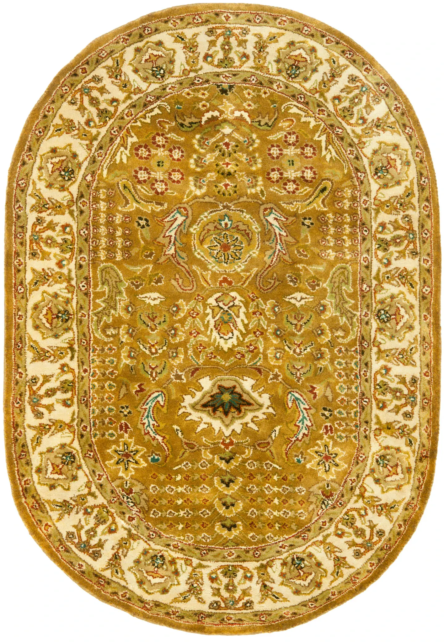 Classic Traditional Oval Botanical Hand-Tufted Wool Rug