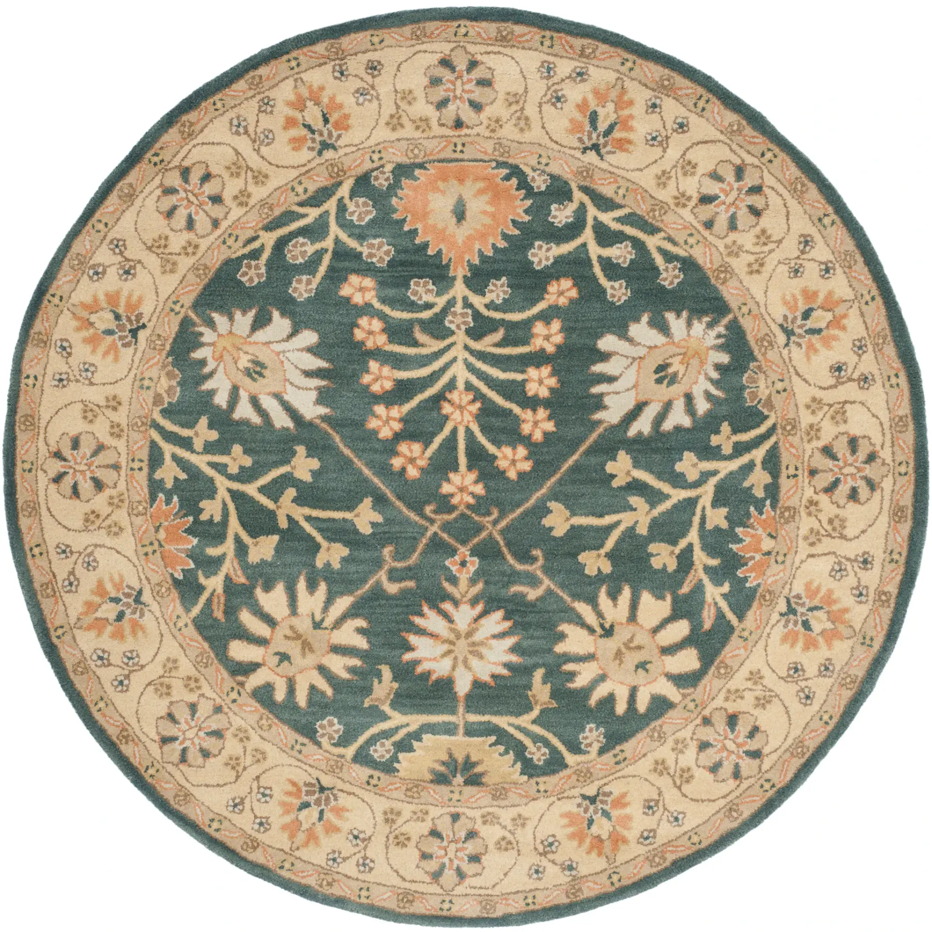 Classic Traditional Floral Bordered Hand-Tufted Wool Rug