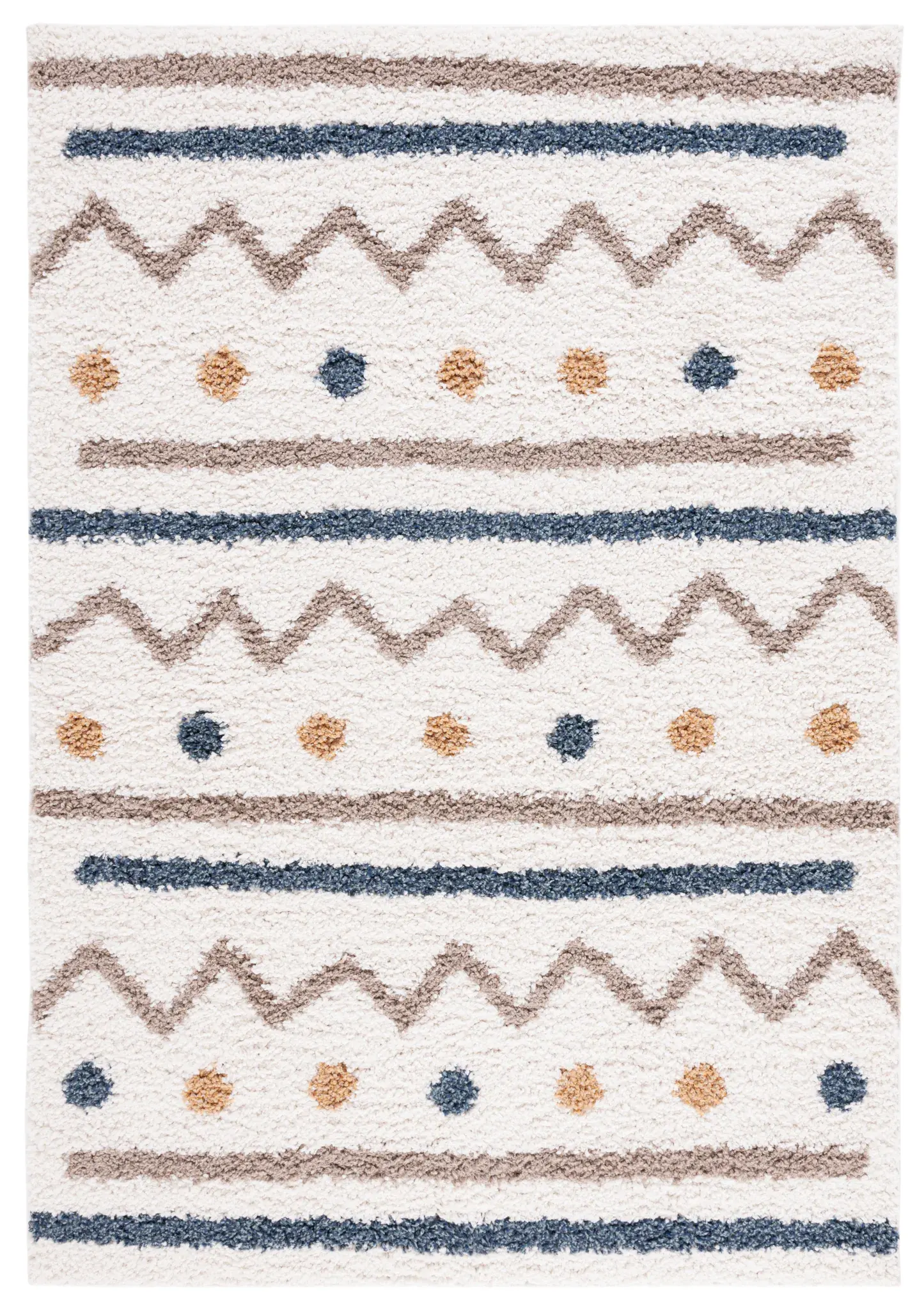 Calico Striped Zigzag Shag Rug