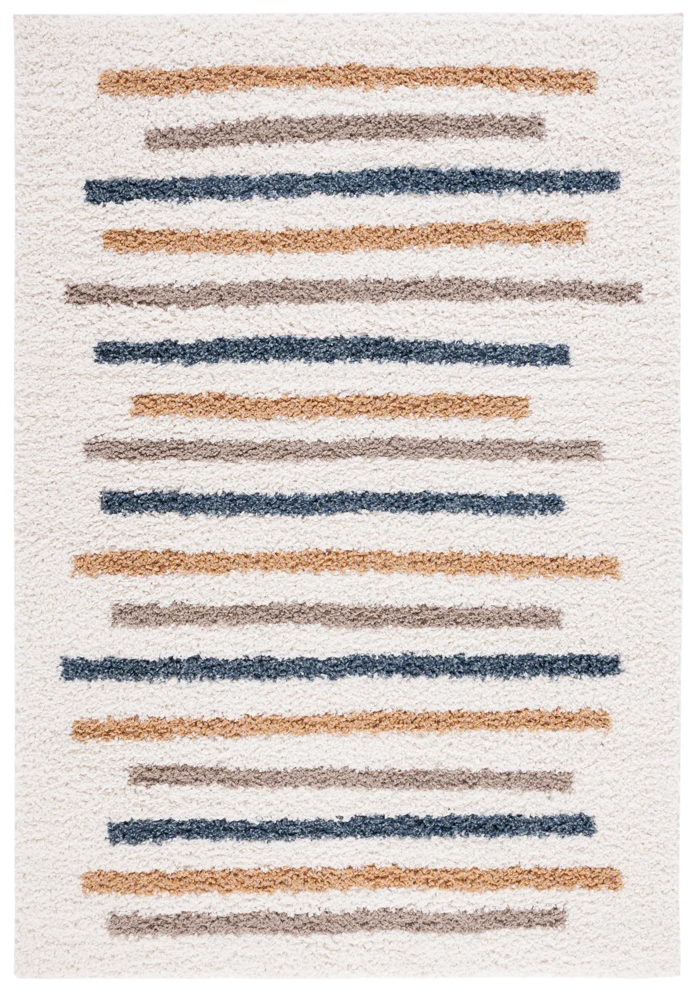 Calico Striped Shag Rug