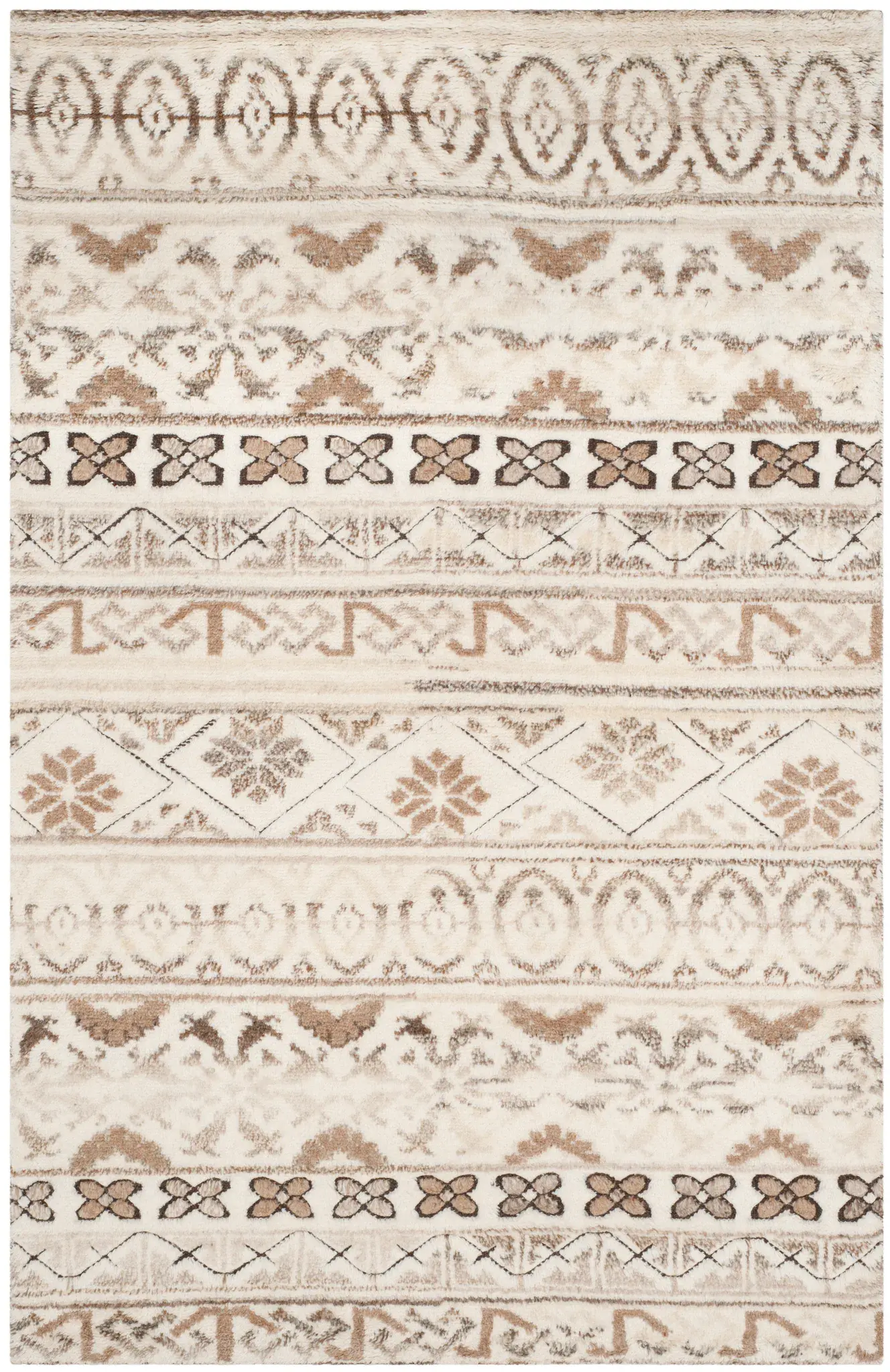 Challe Banded Tribal Hand-Knotted Wool Rug