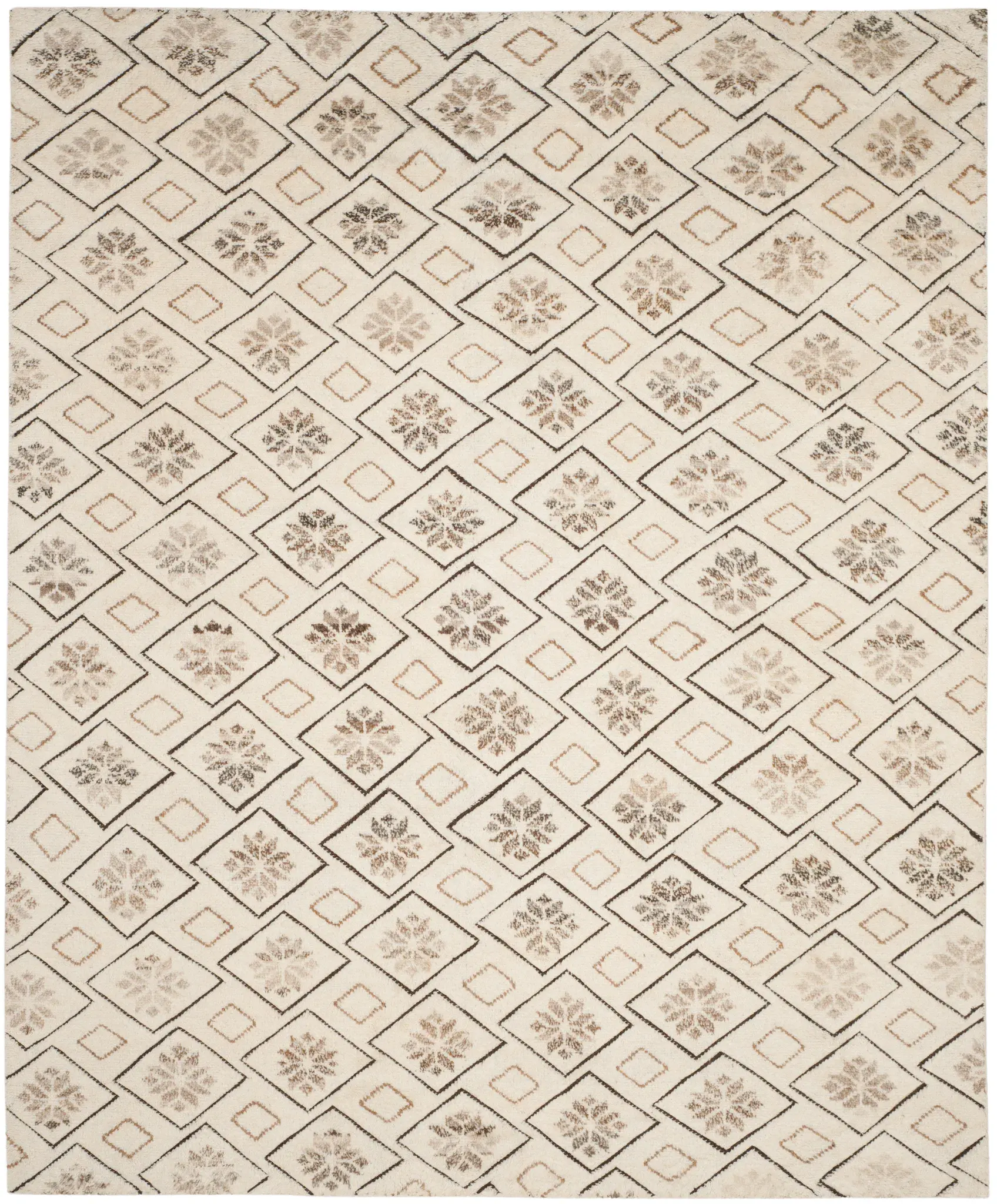 Challe Diamond Rosette Hand-Knotted Wool Rug