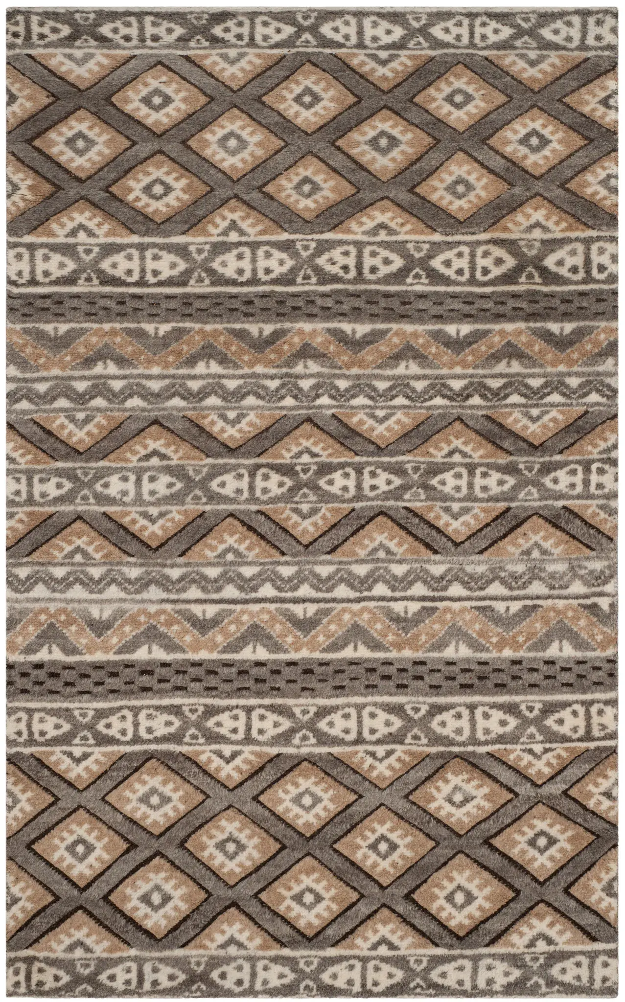 Challe Banded Chevron Hand-Knotted Wool Rug