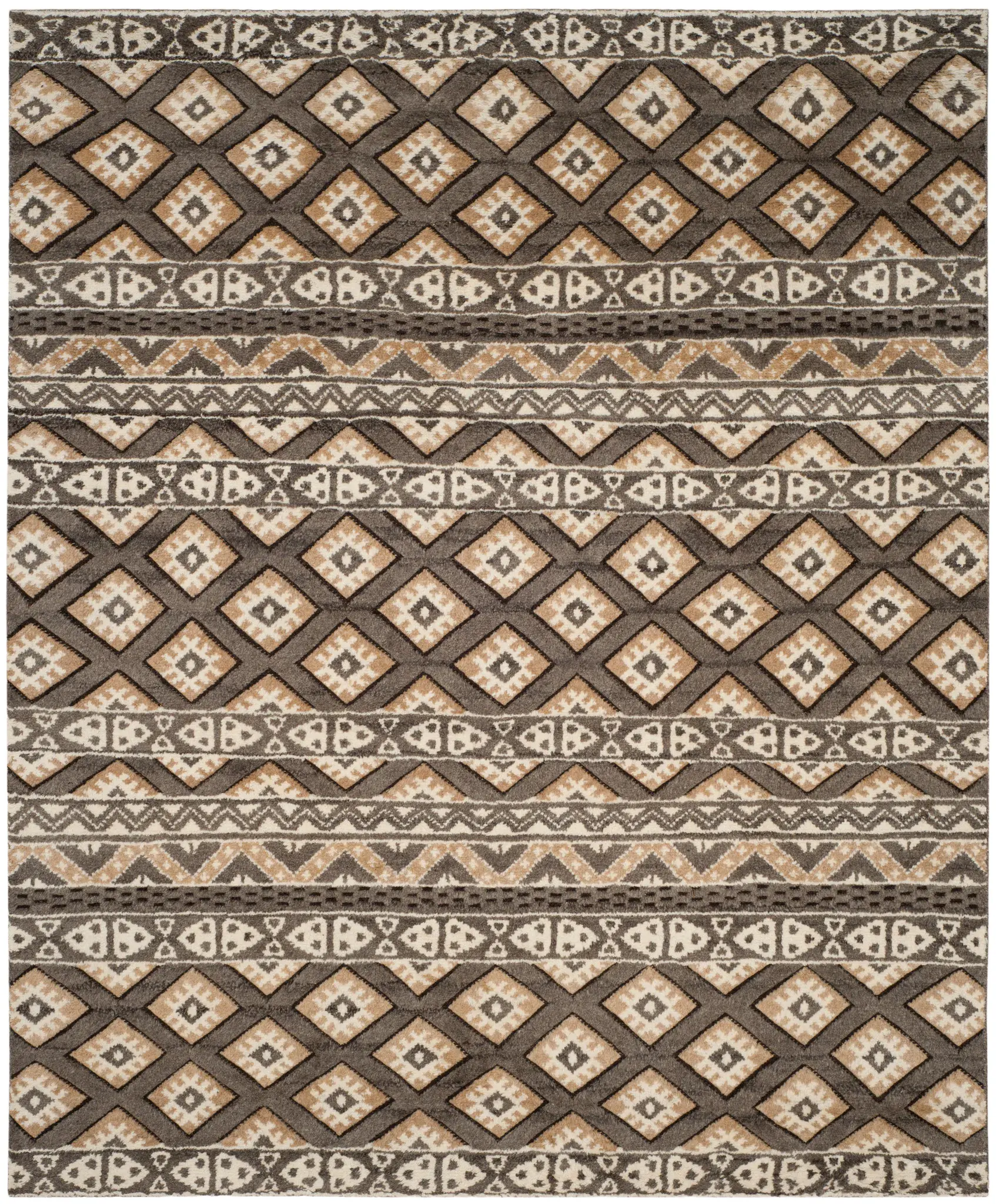 Challe Banded Chevron Hand-Knotted Wool Rug