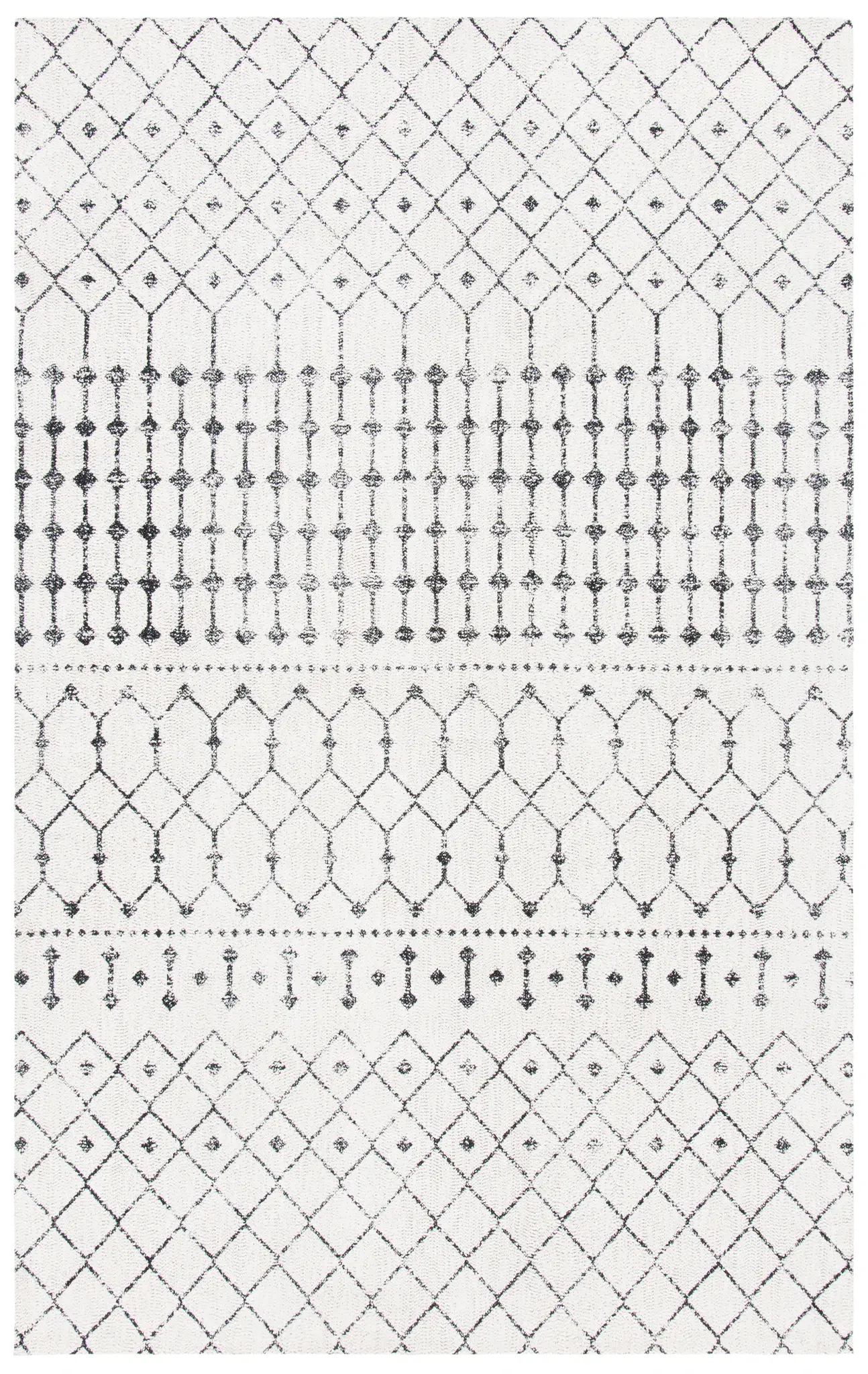 Classic Vintage Banded Trellis Hand-Woven Rug