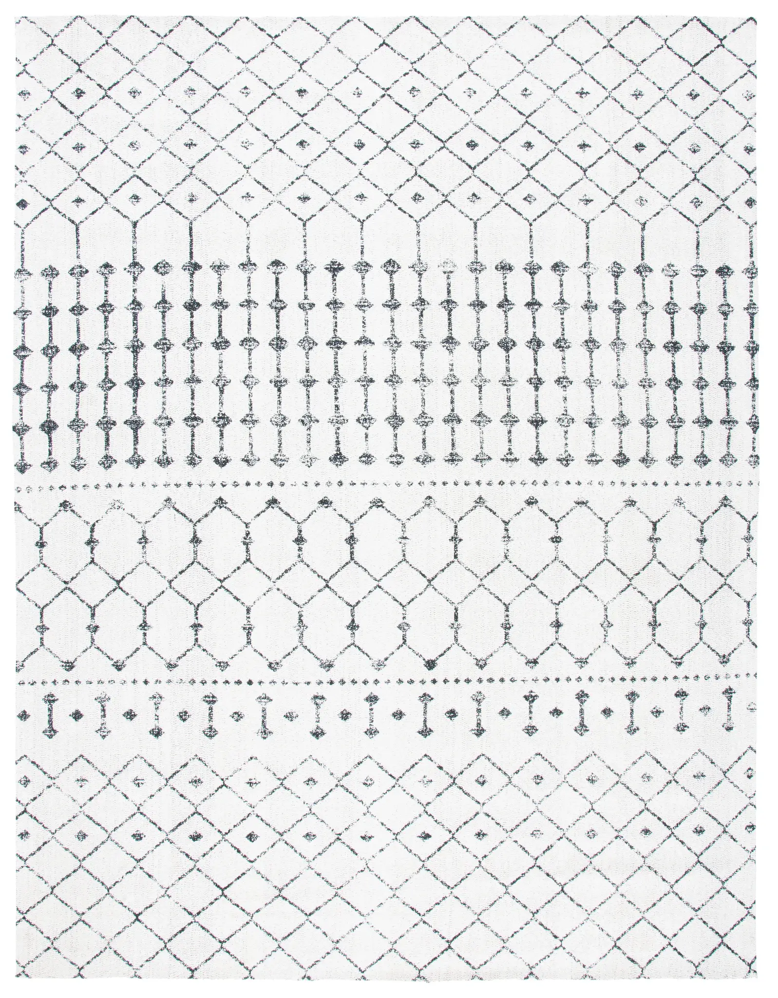 Classic Vintage Banded Trellis Hand-Woven Rug
