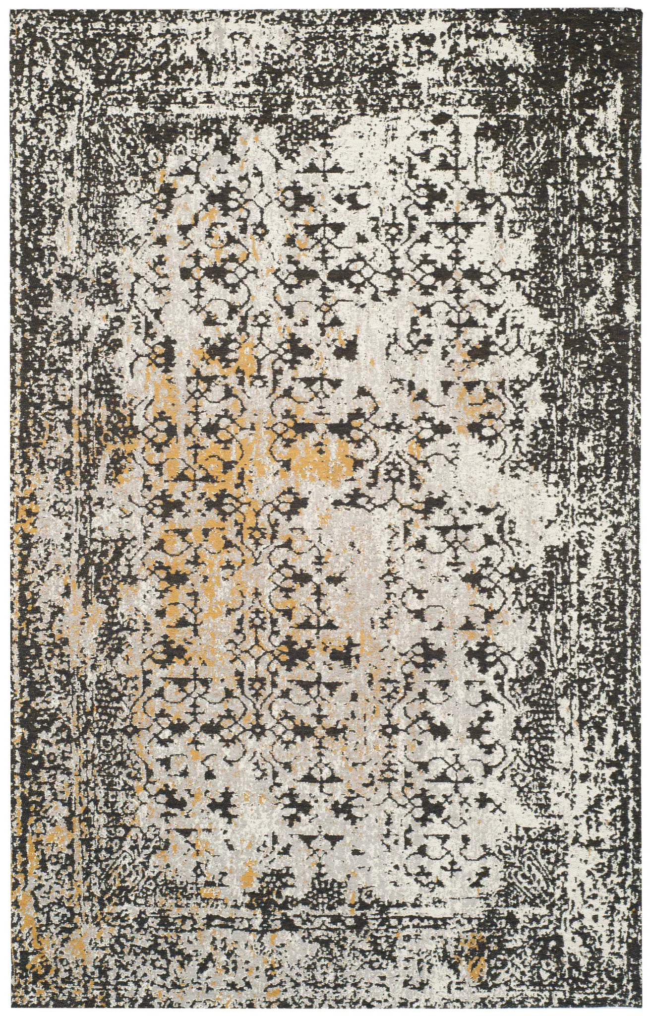 Classic Vintage Distressed Damask Rug