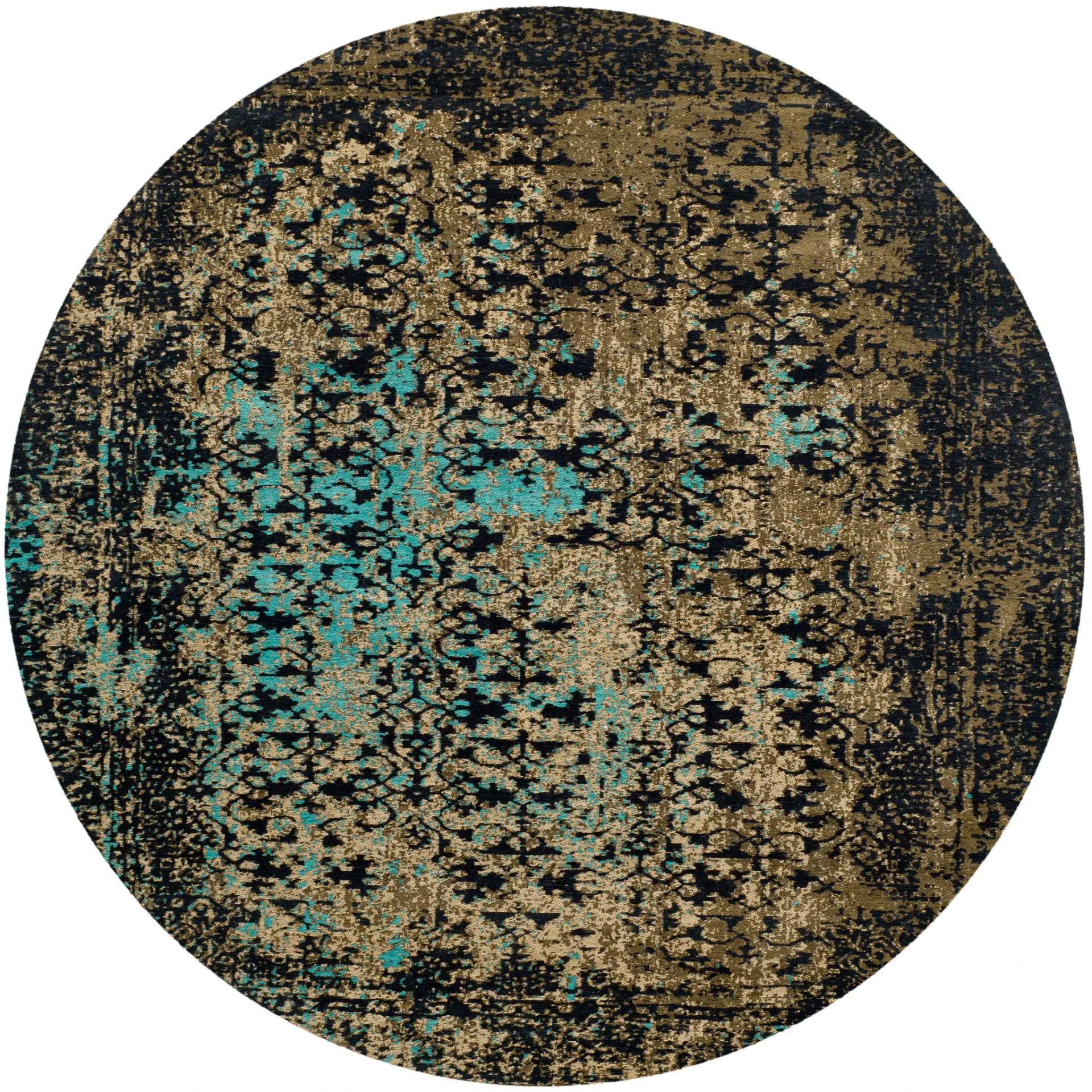 Classic Vintage Distressed Damask Rug