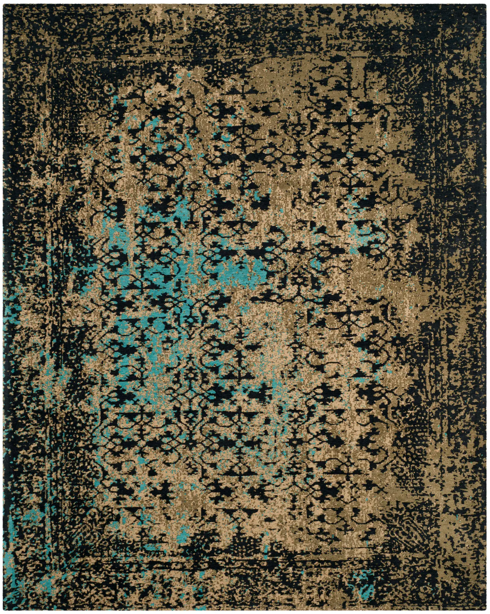 Classic Vintage Distressed Damask Rug