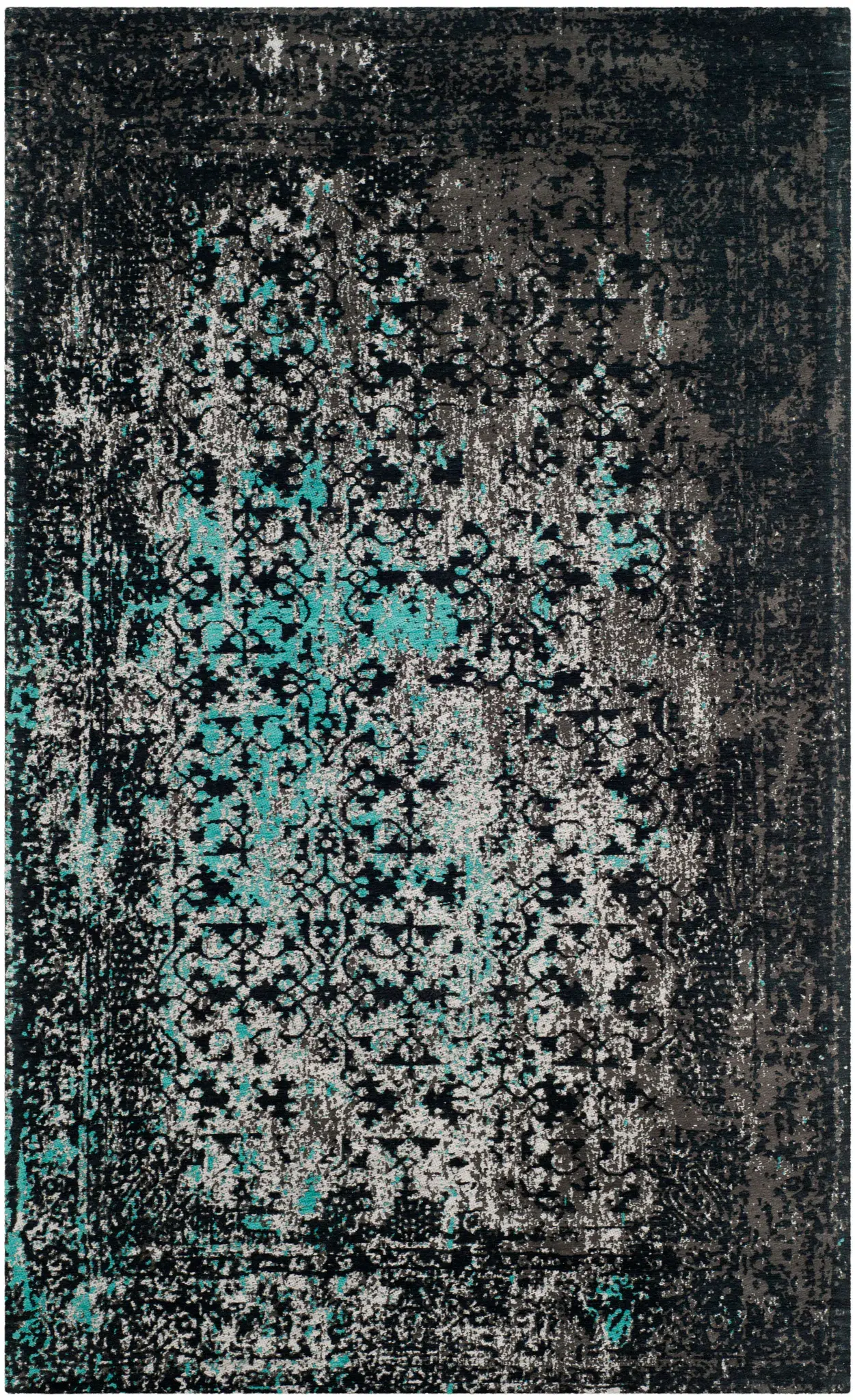 Classic Vintage Distressed Damask Rug