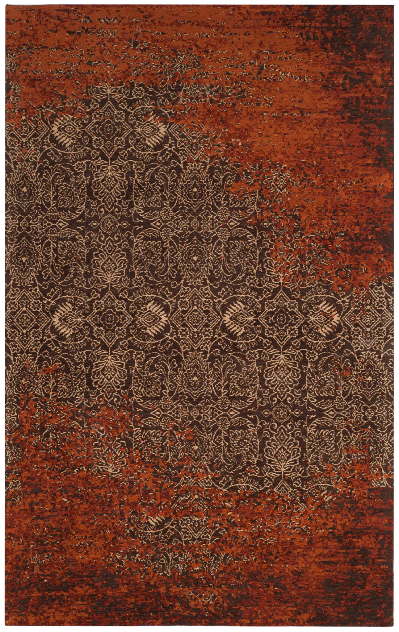 Classic Vintage Distressed Floral Trellis Rug