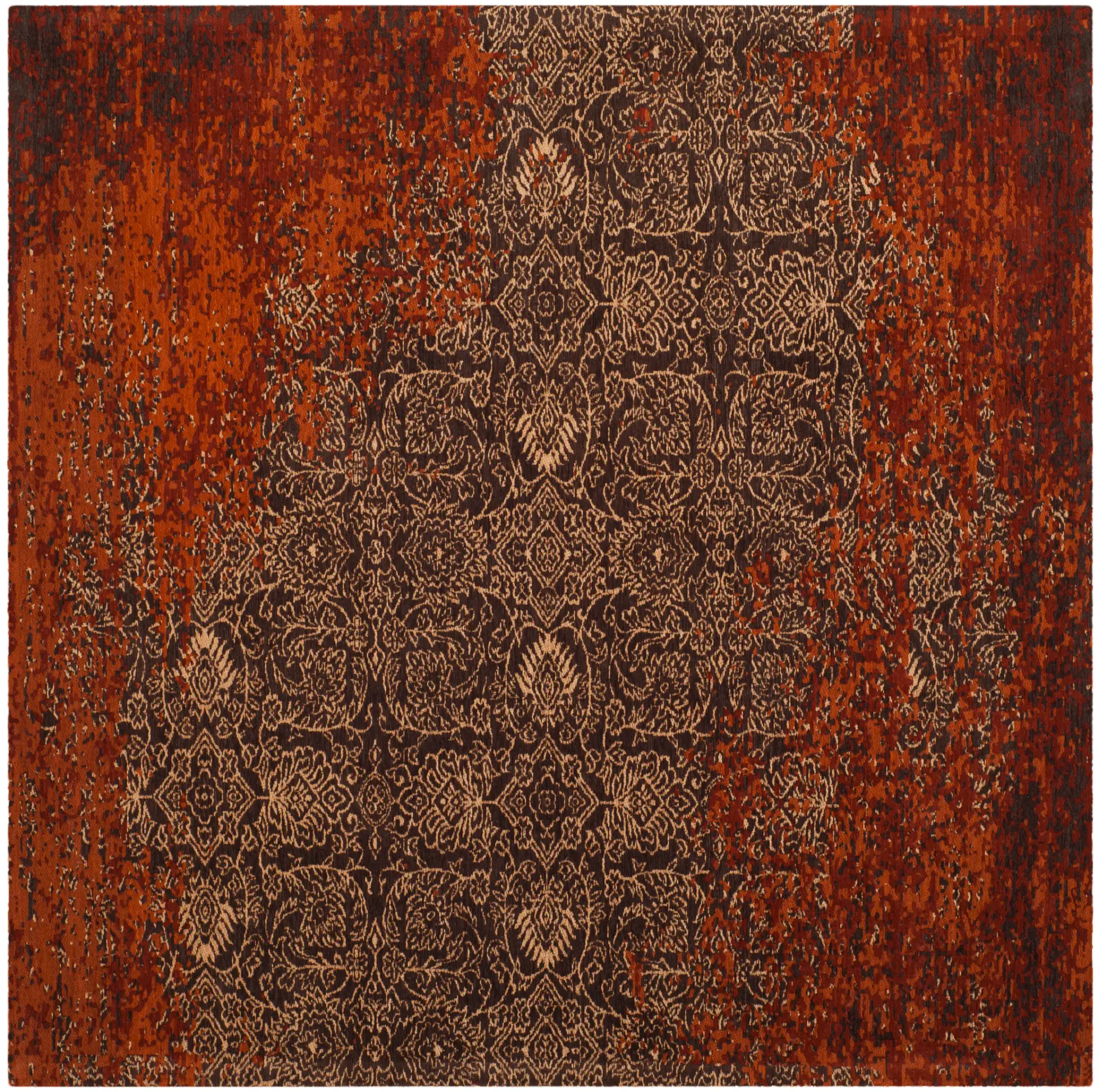 Classic Vintage Distressed Floral Trellis Rug