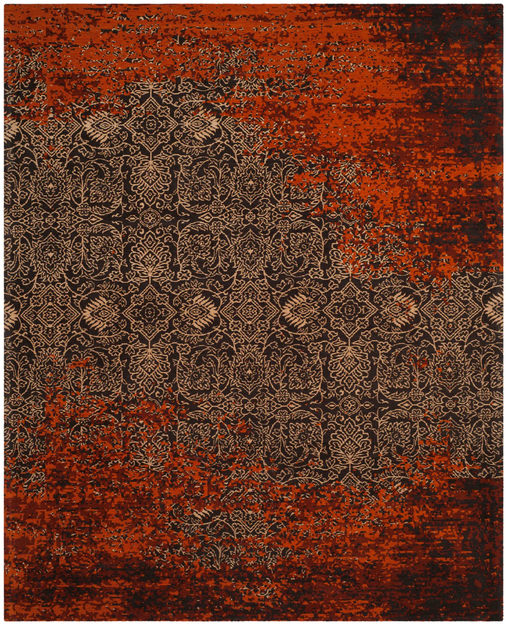Classic Vintage Distressed Floral Trellis Rug