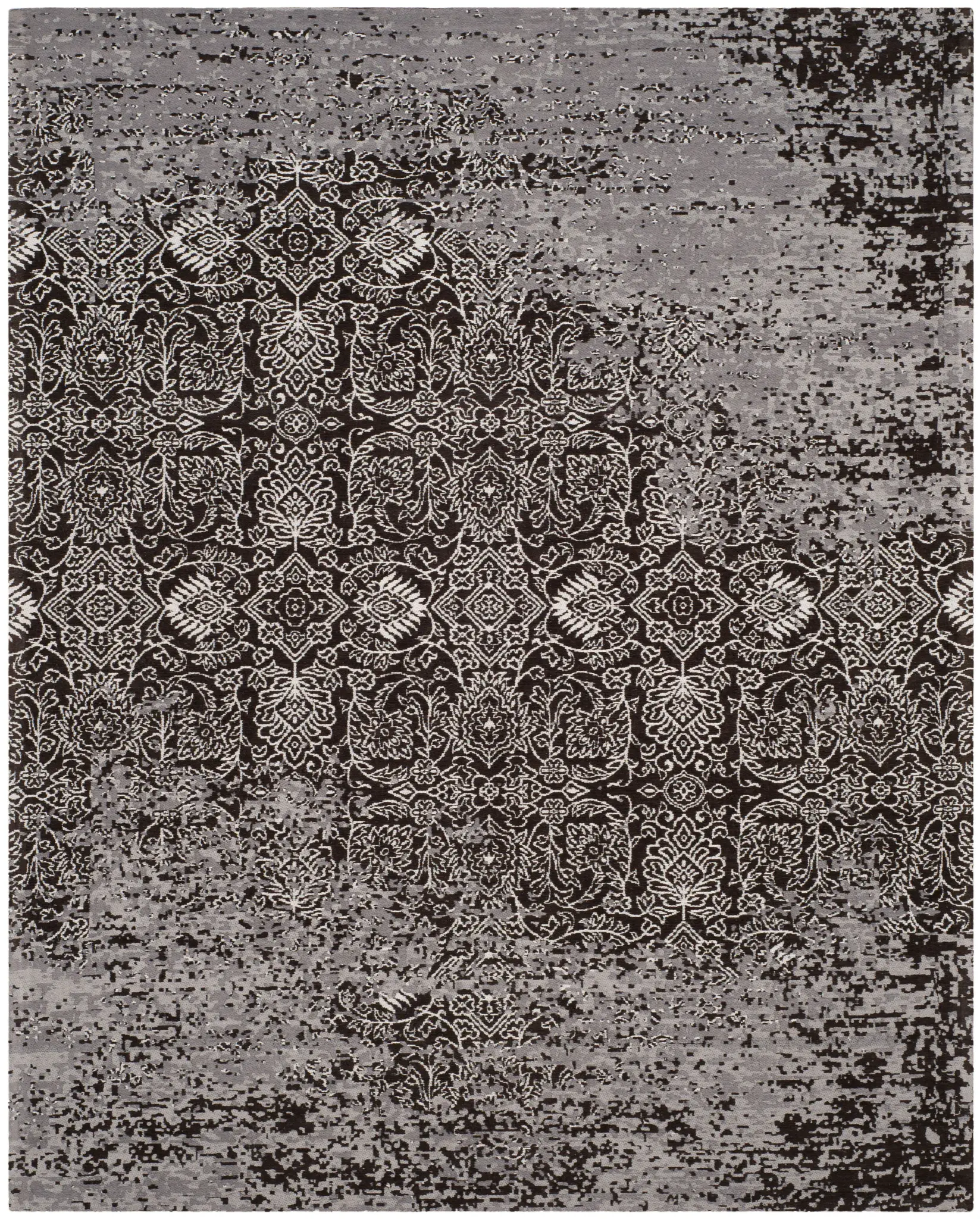Classic Vintage Distressed Floral Trellis Rug
