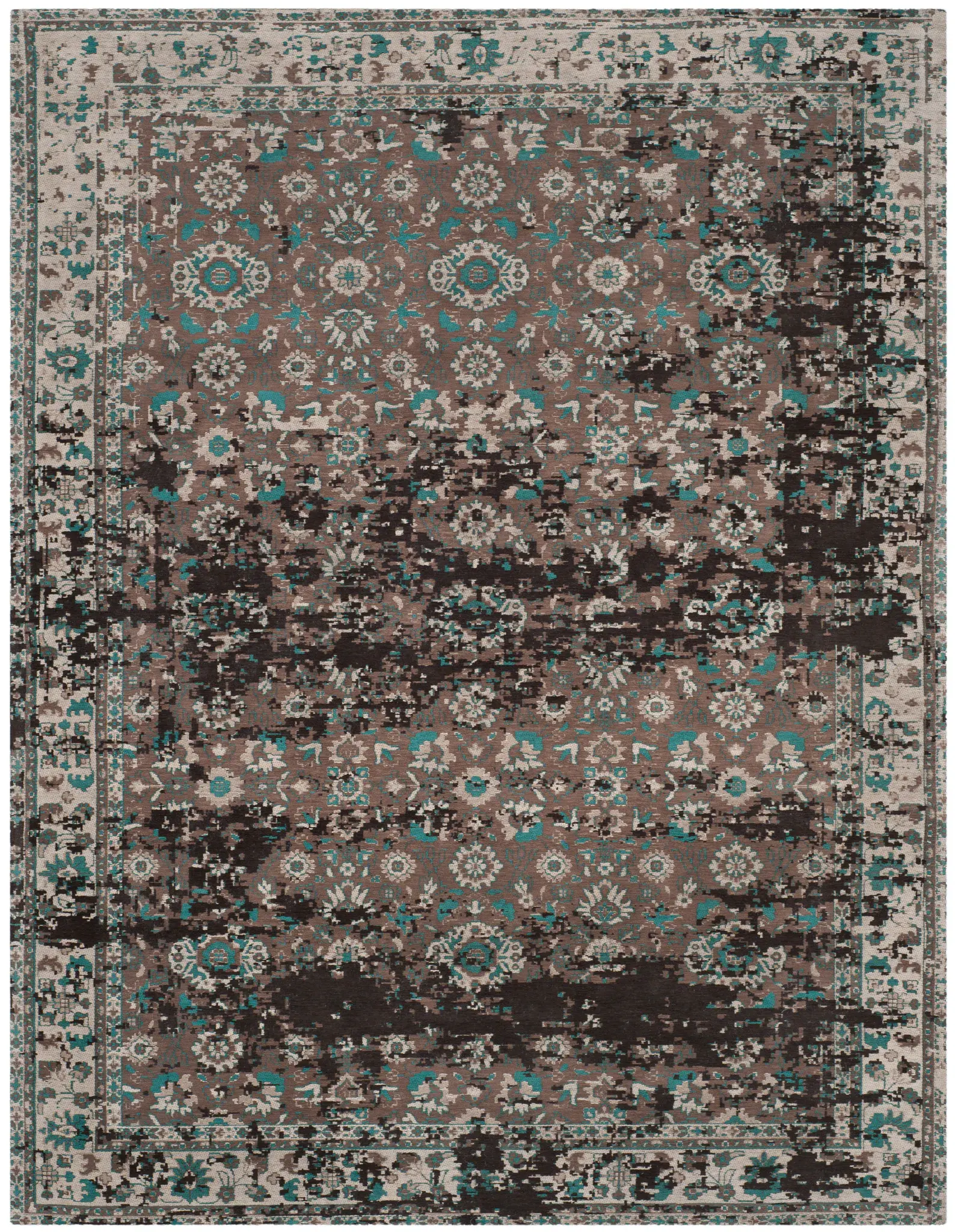 Classic Vintage Bordered Floral Rug