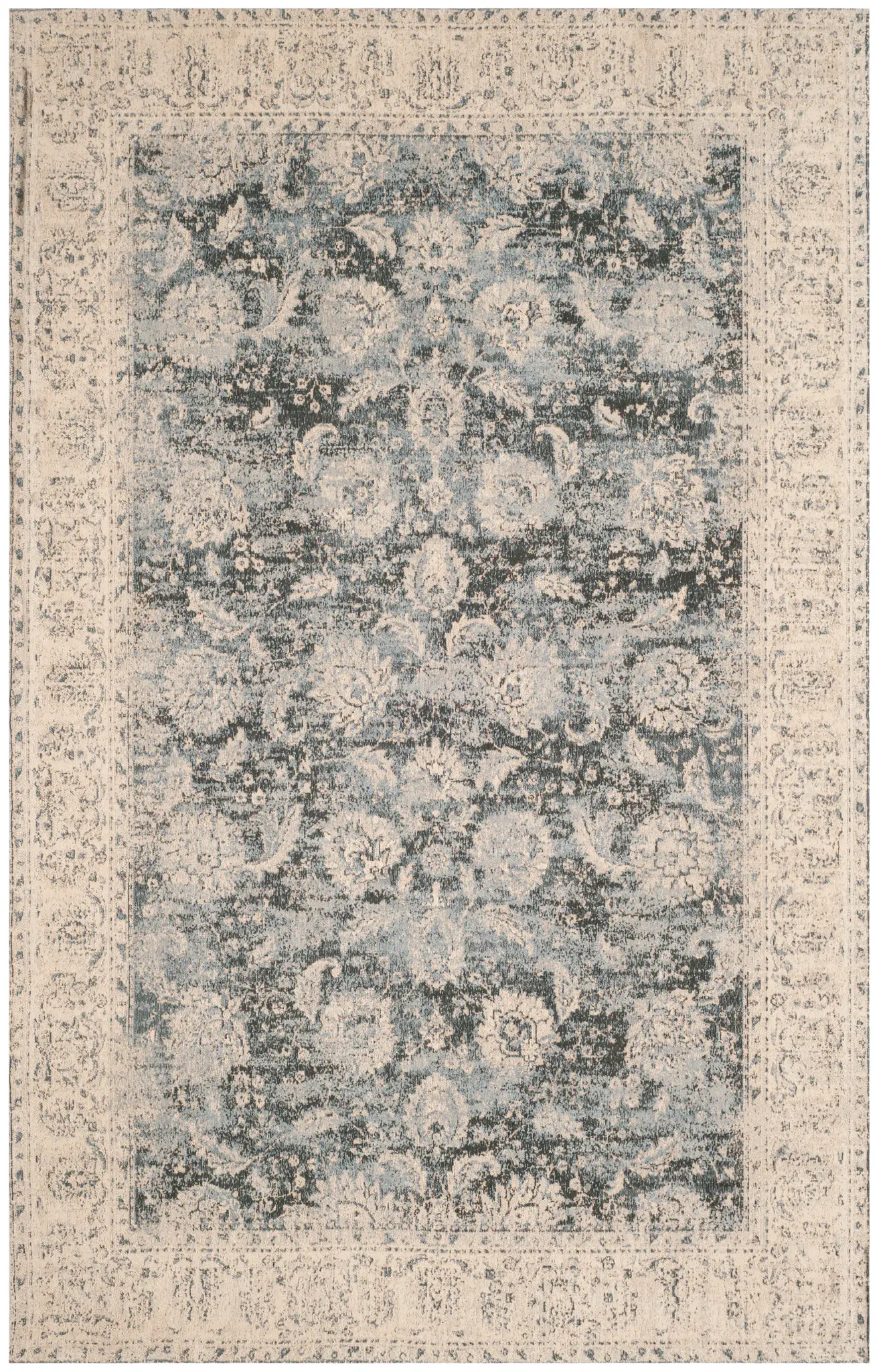 Classic Vintage Bordered Botanical Rug