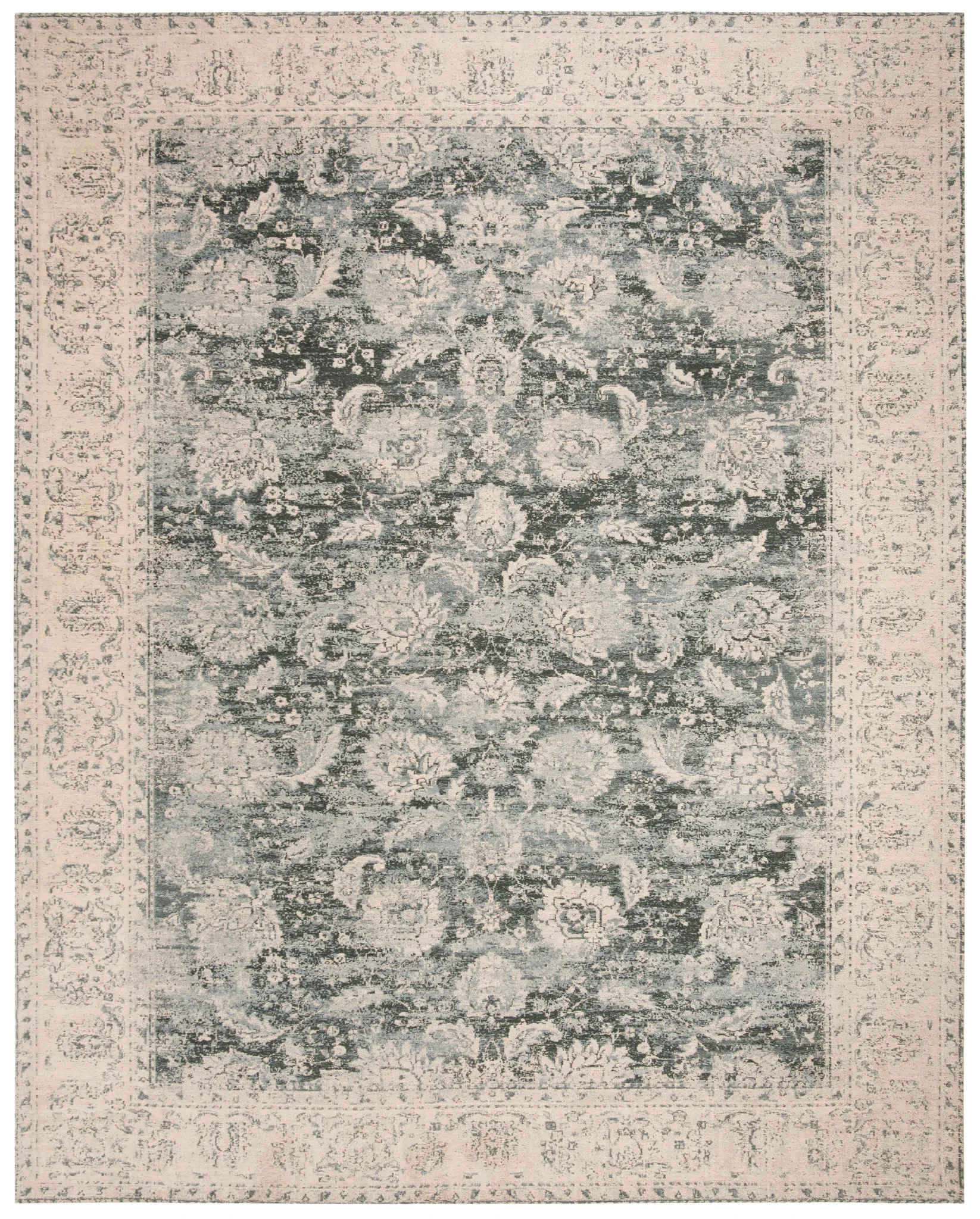 Classic Vintage Bordered Botanical Rug