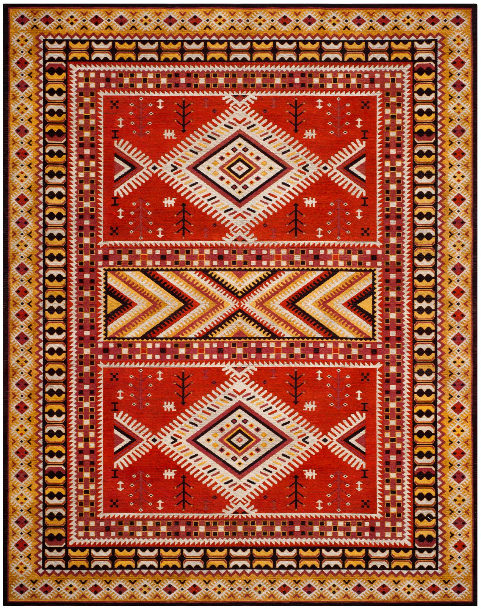 Classic Vintage Tribal Panel Rug