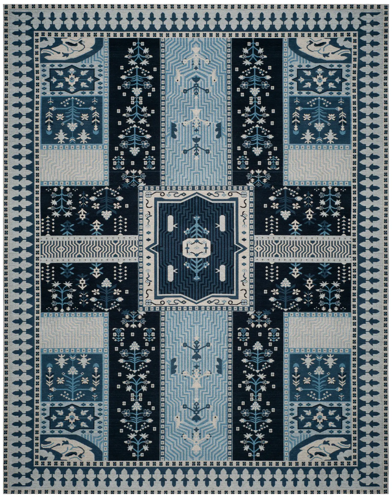 Classic Vintage Paneled Garden Rug