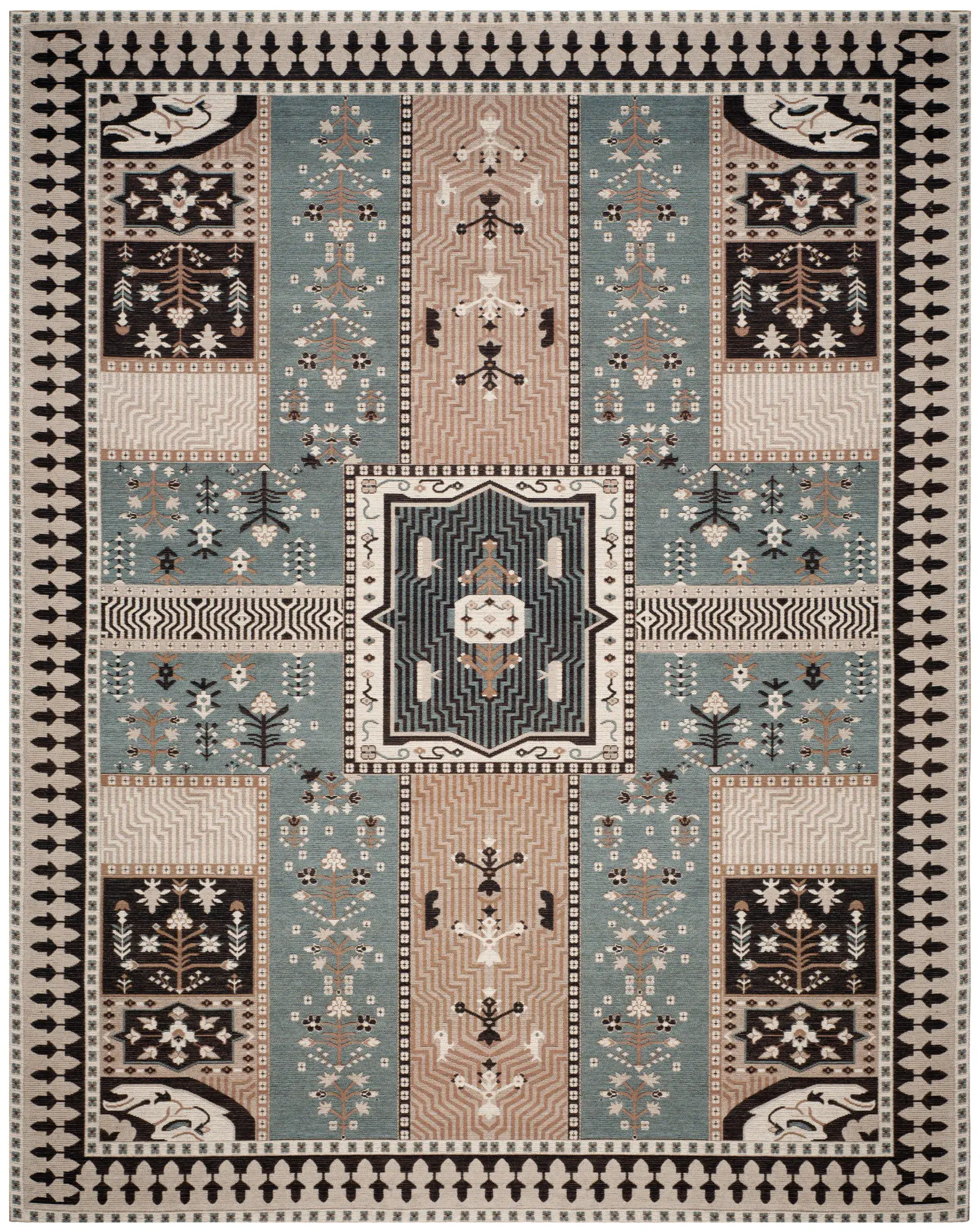Classic Vintage Paneled Garden Rug